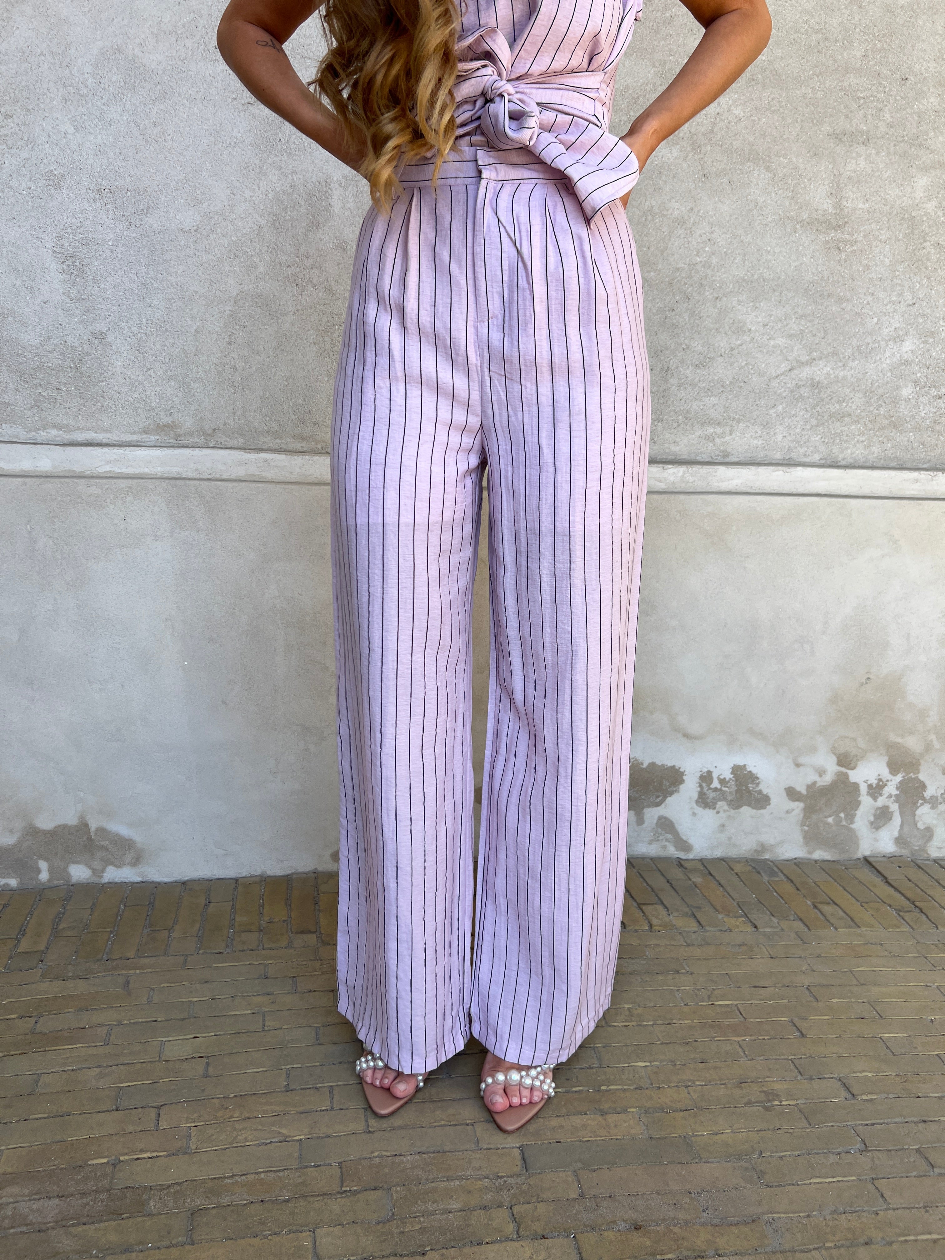 Elli striped linen pants