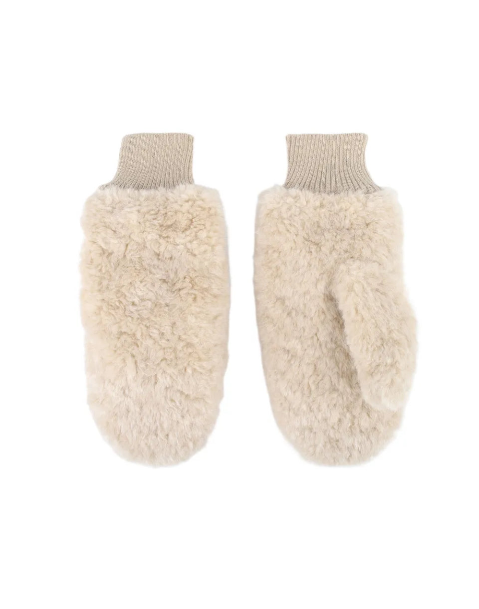 Ella beige fake fur vanter fra webshoppen Aaberg Copenhagen