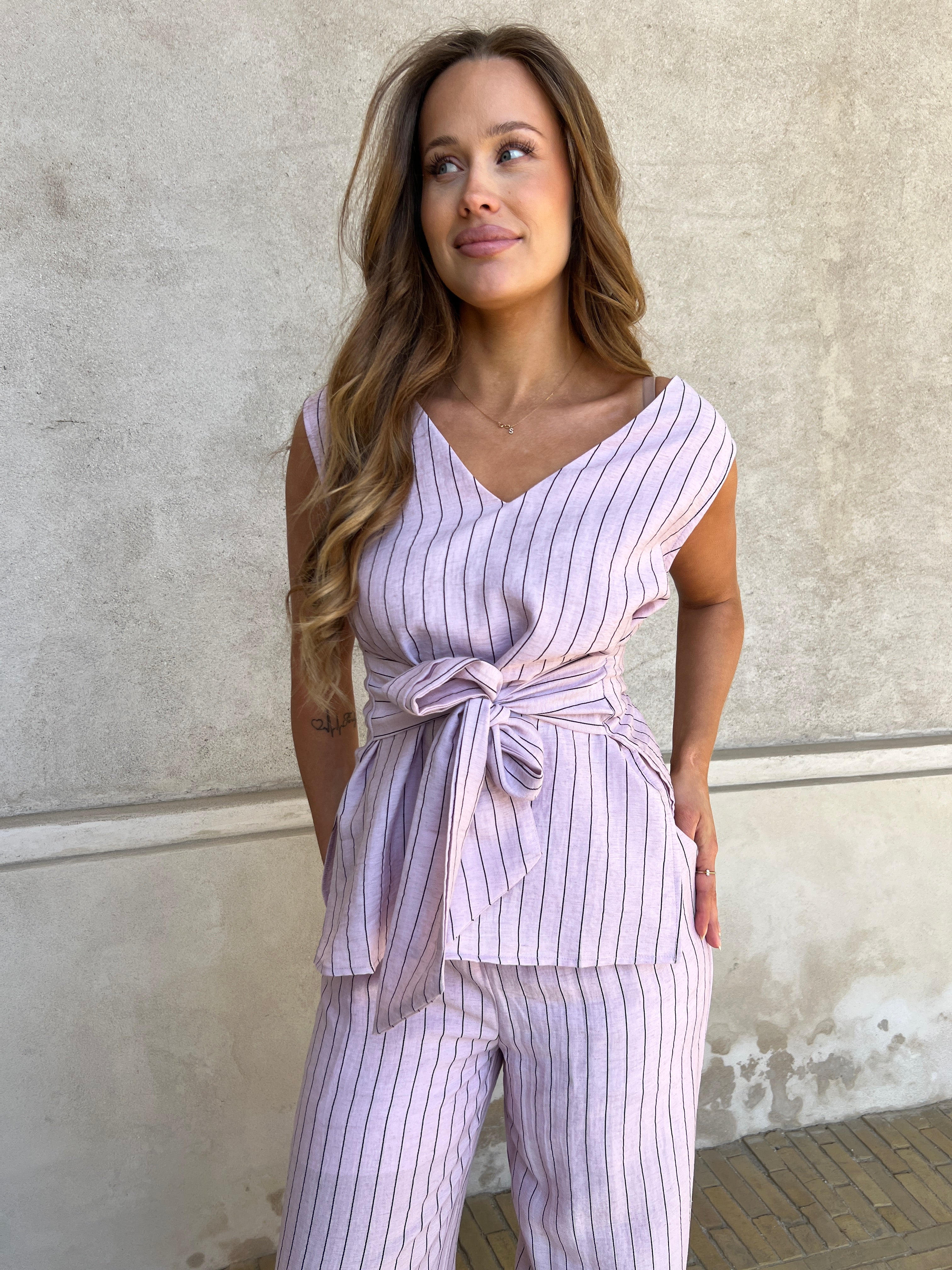 Elli striped linen top