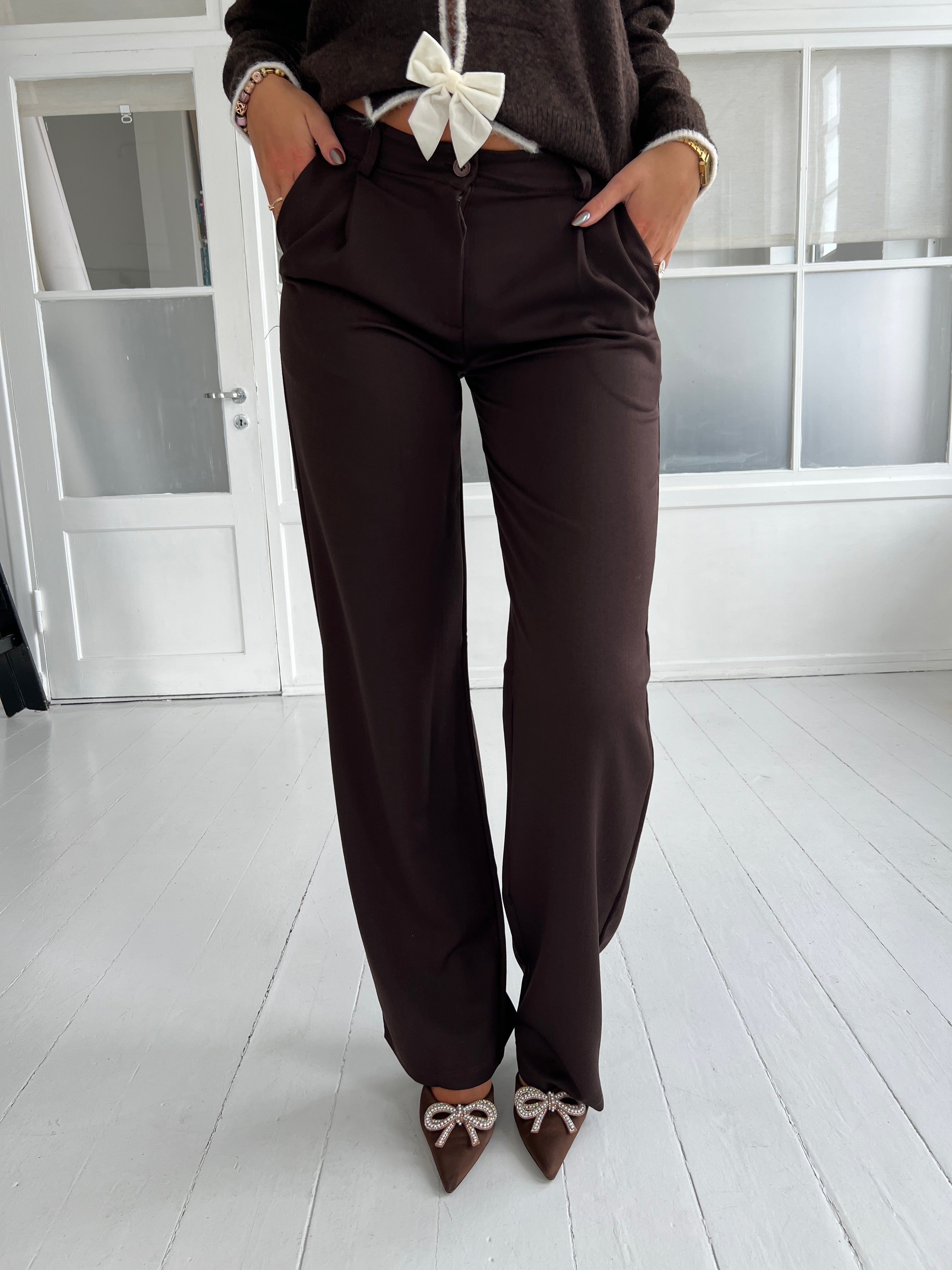 Eight Luxe Brown trousers Long - Åberg Copenhagen