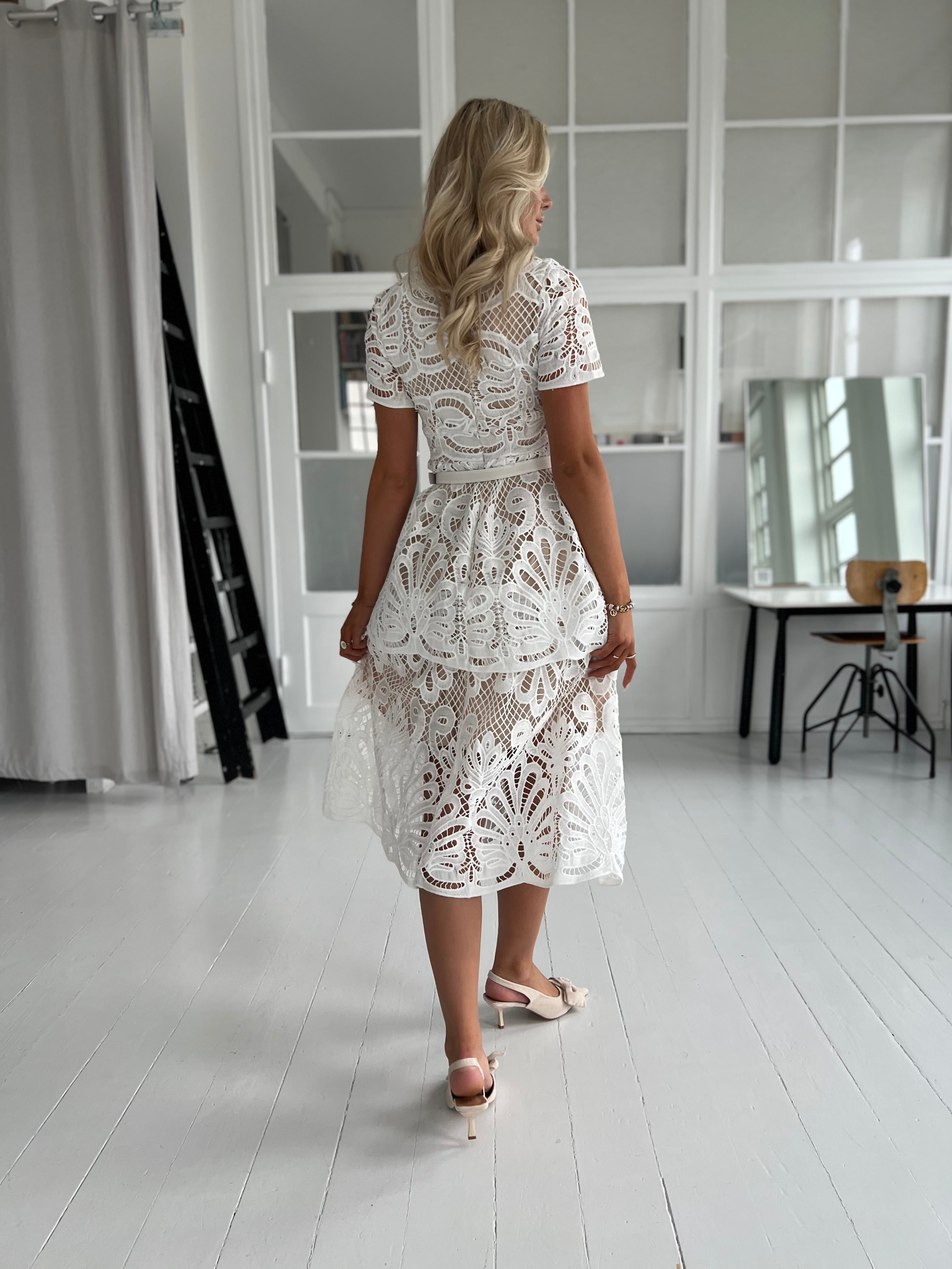 Azaka white and nude dress