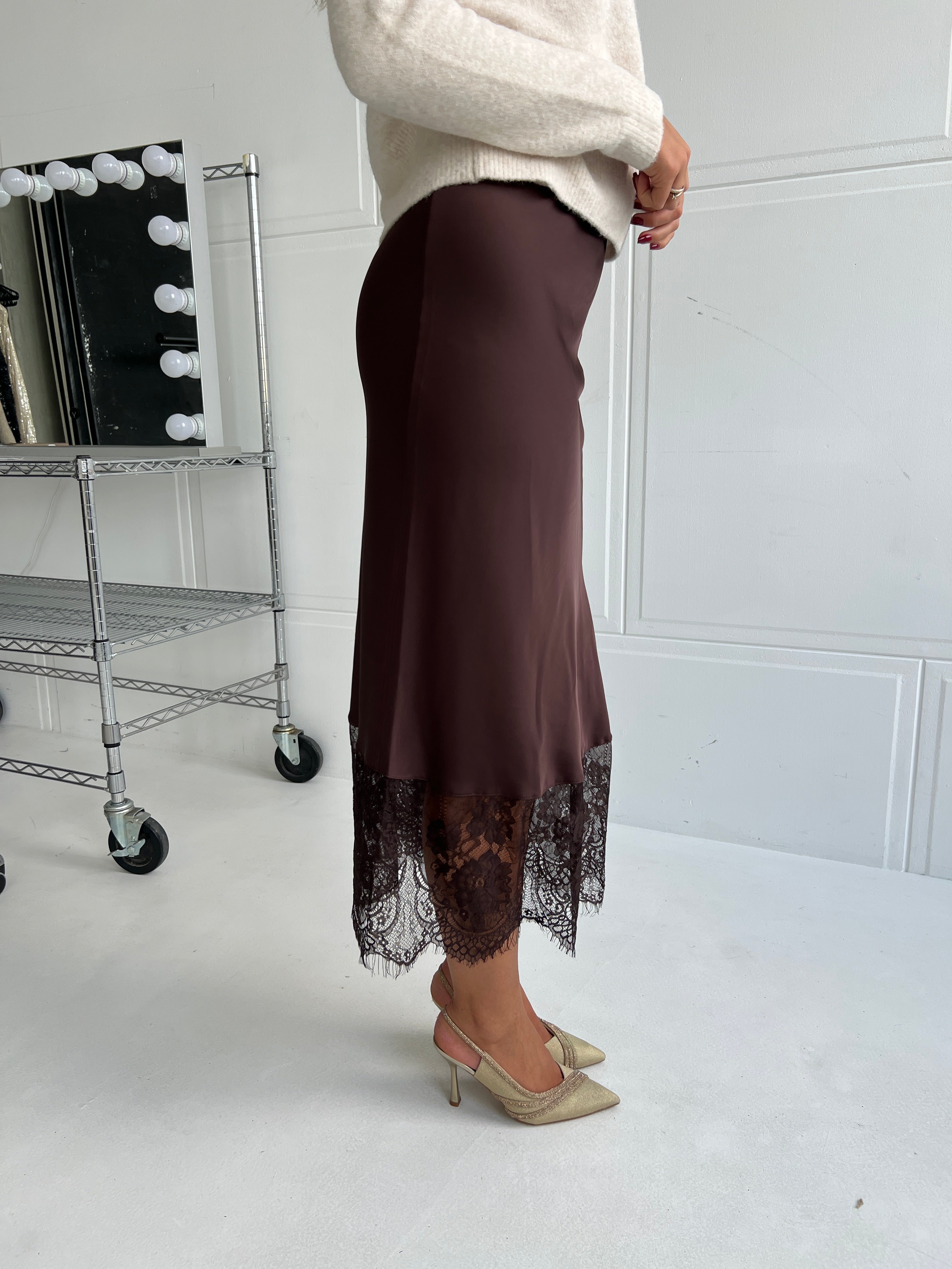 Laffe long satin skirt