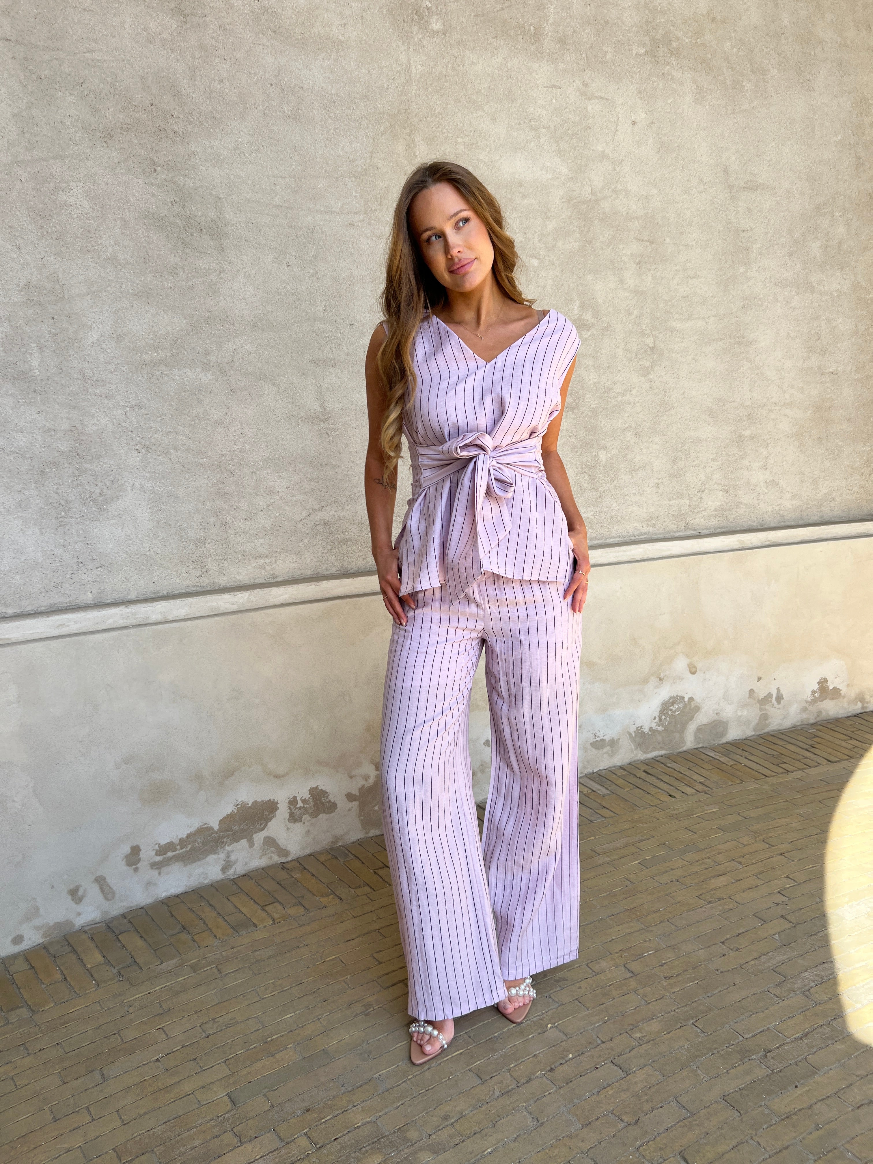 Elli striped linen pants