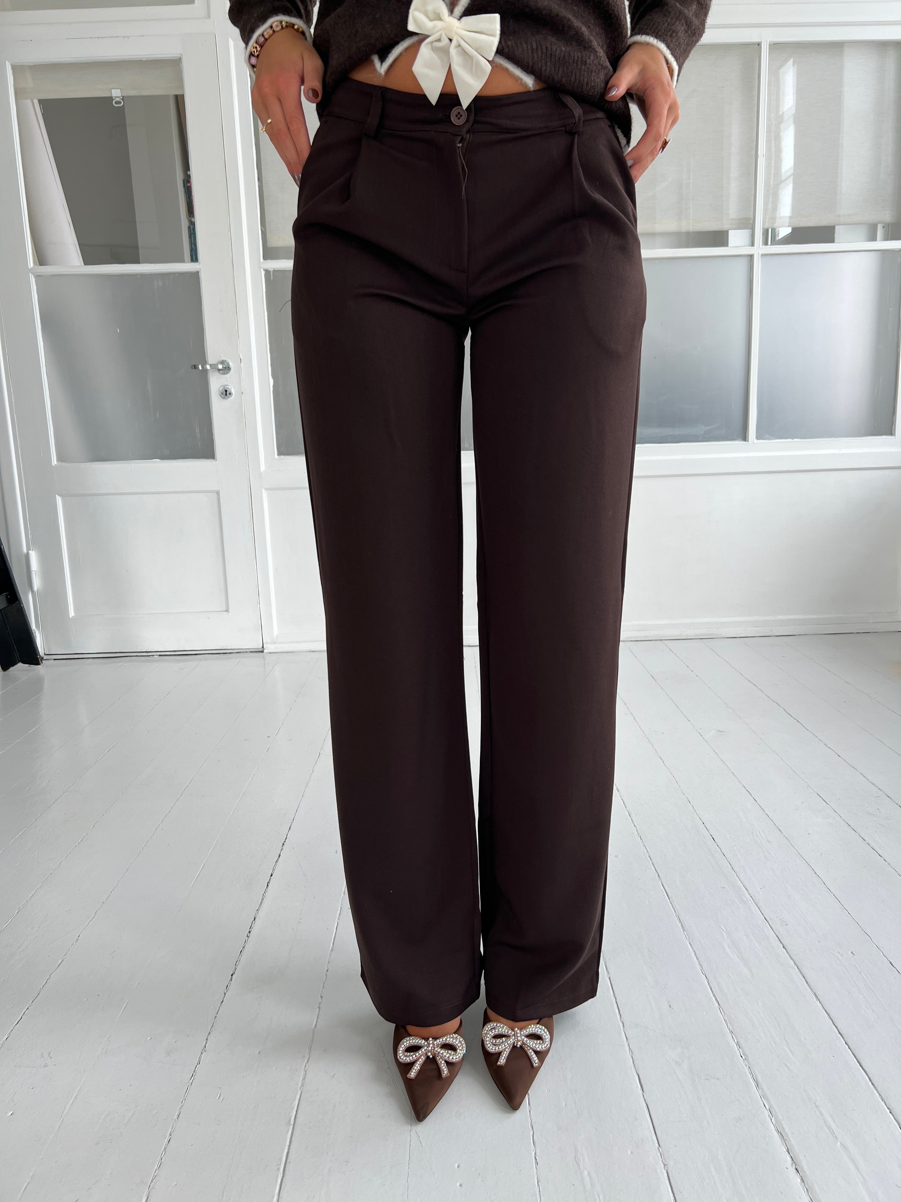 Eight Luxe Brown trousers Long - Åberg Copenhagen
