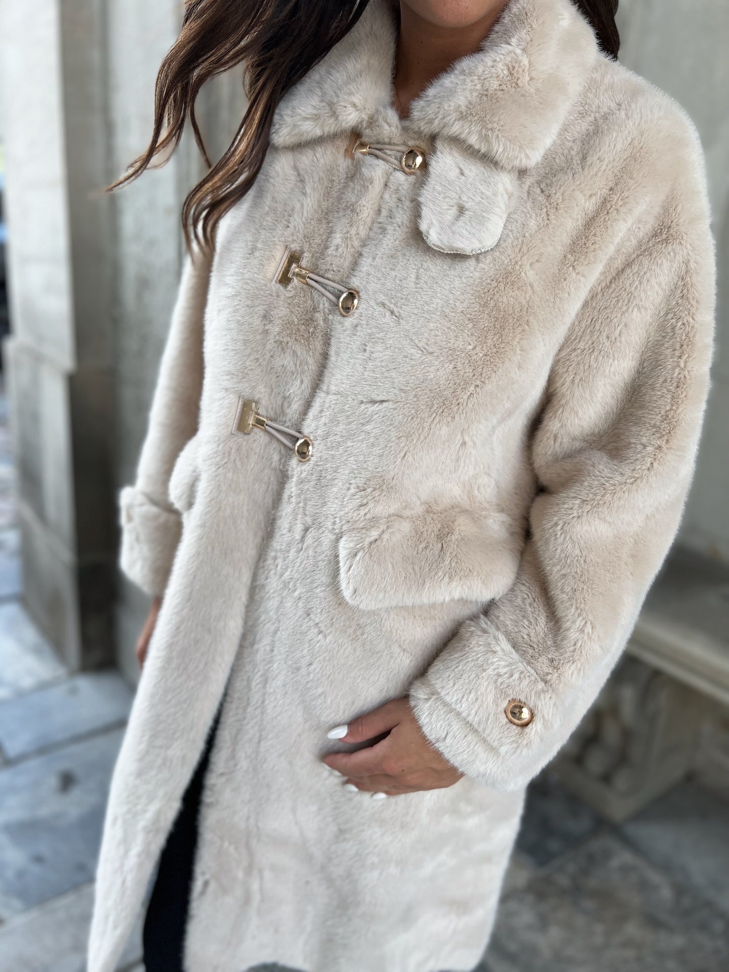 Azaka beige jakke m. detaljer (3052)