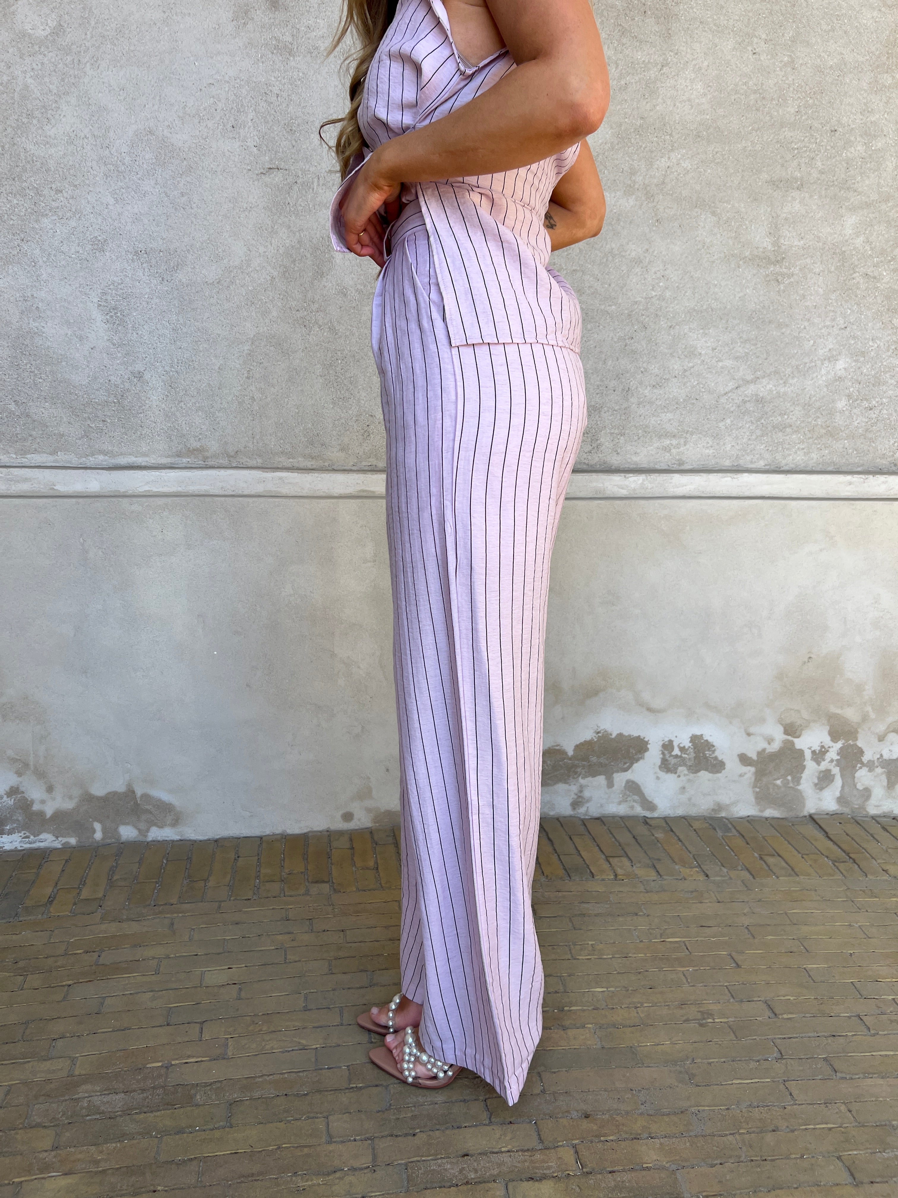Elli striped linen pants