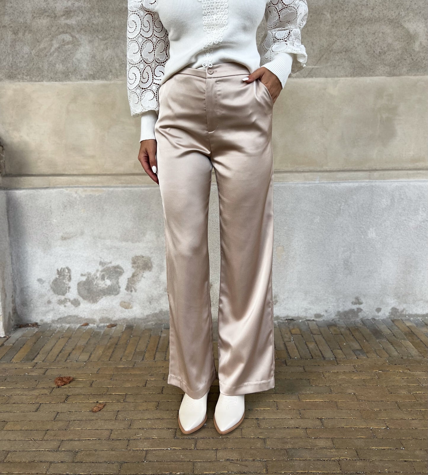 Choklate beige satin bukser (2305)