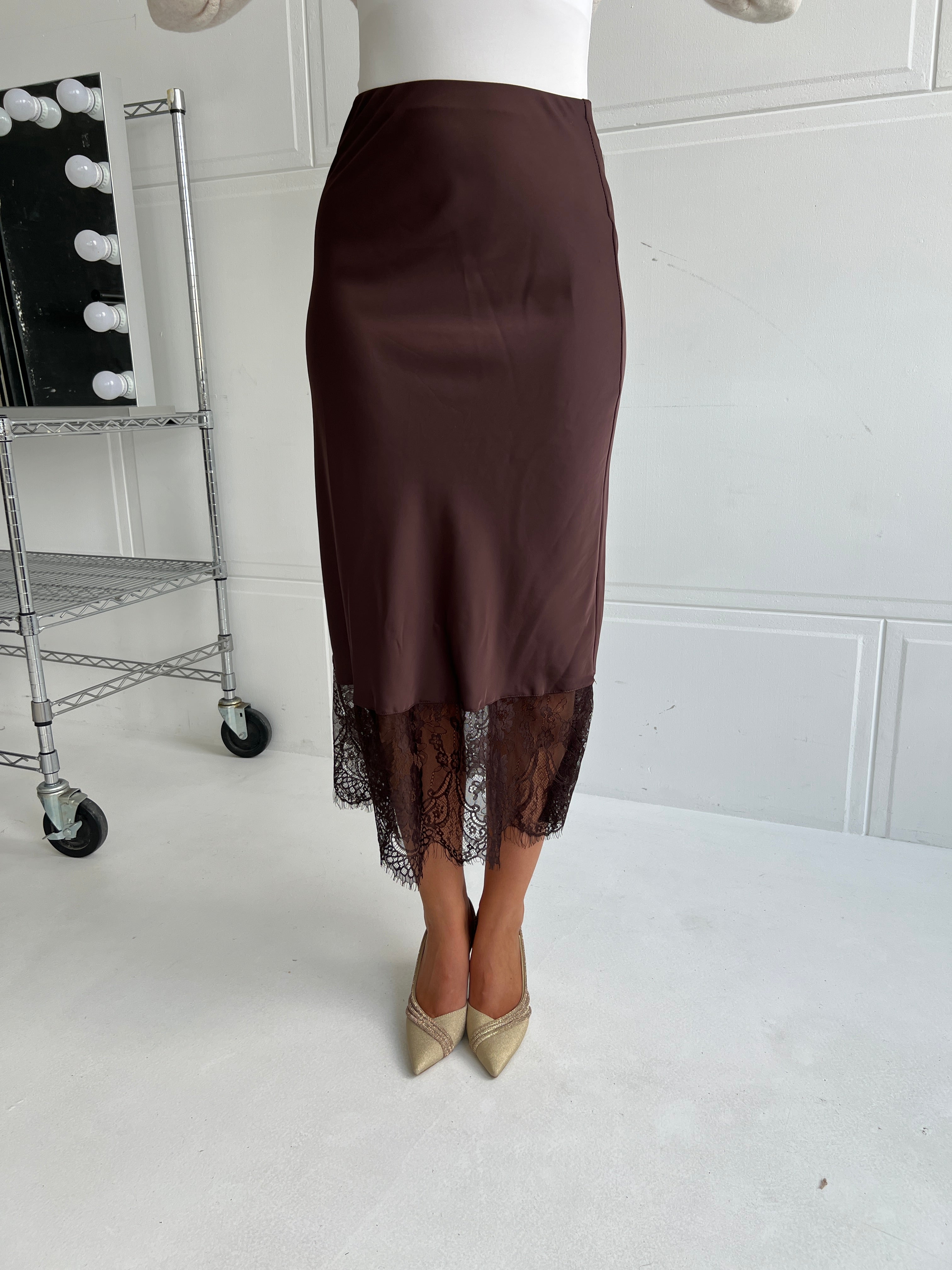Laffe long satin skirt