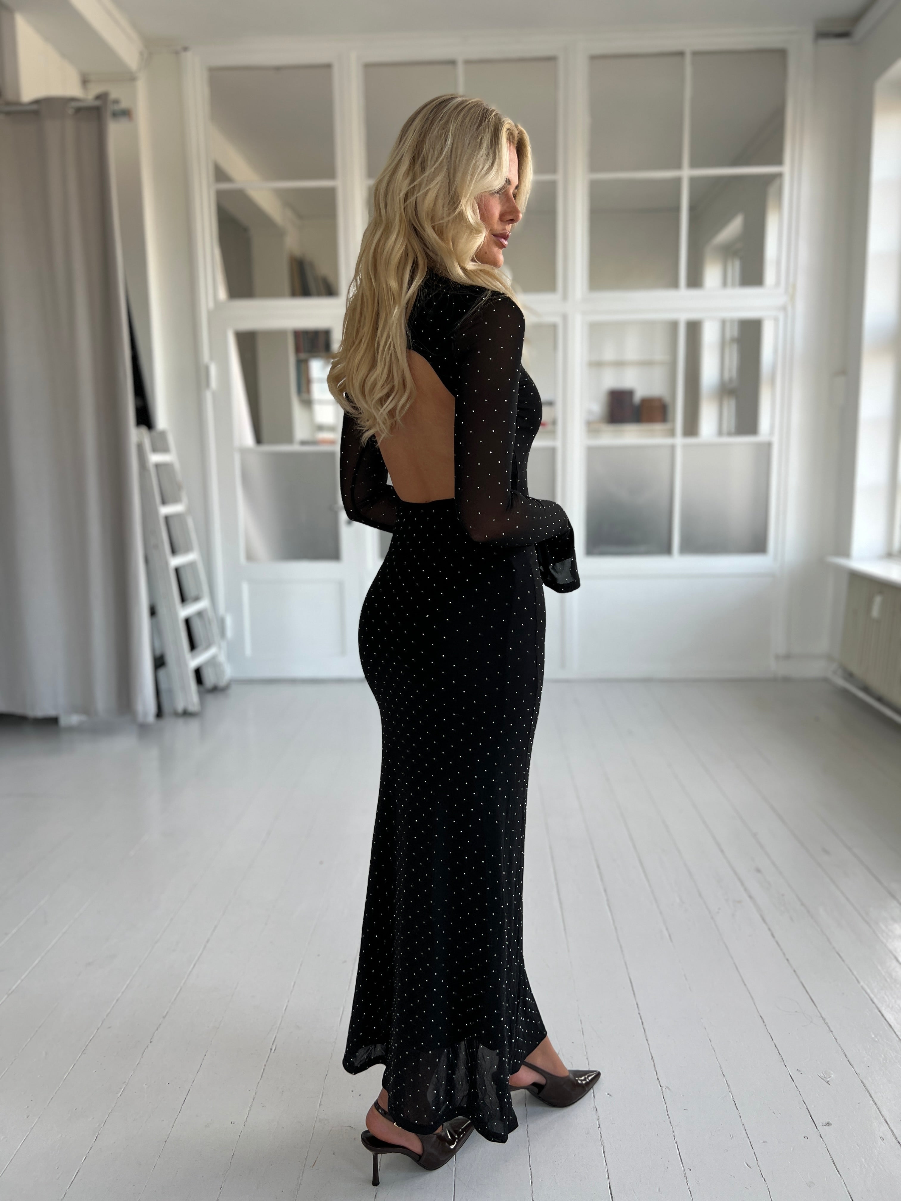 Eight luxe open back rhinestone dress