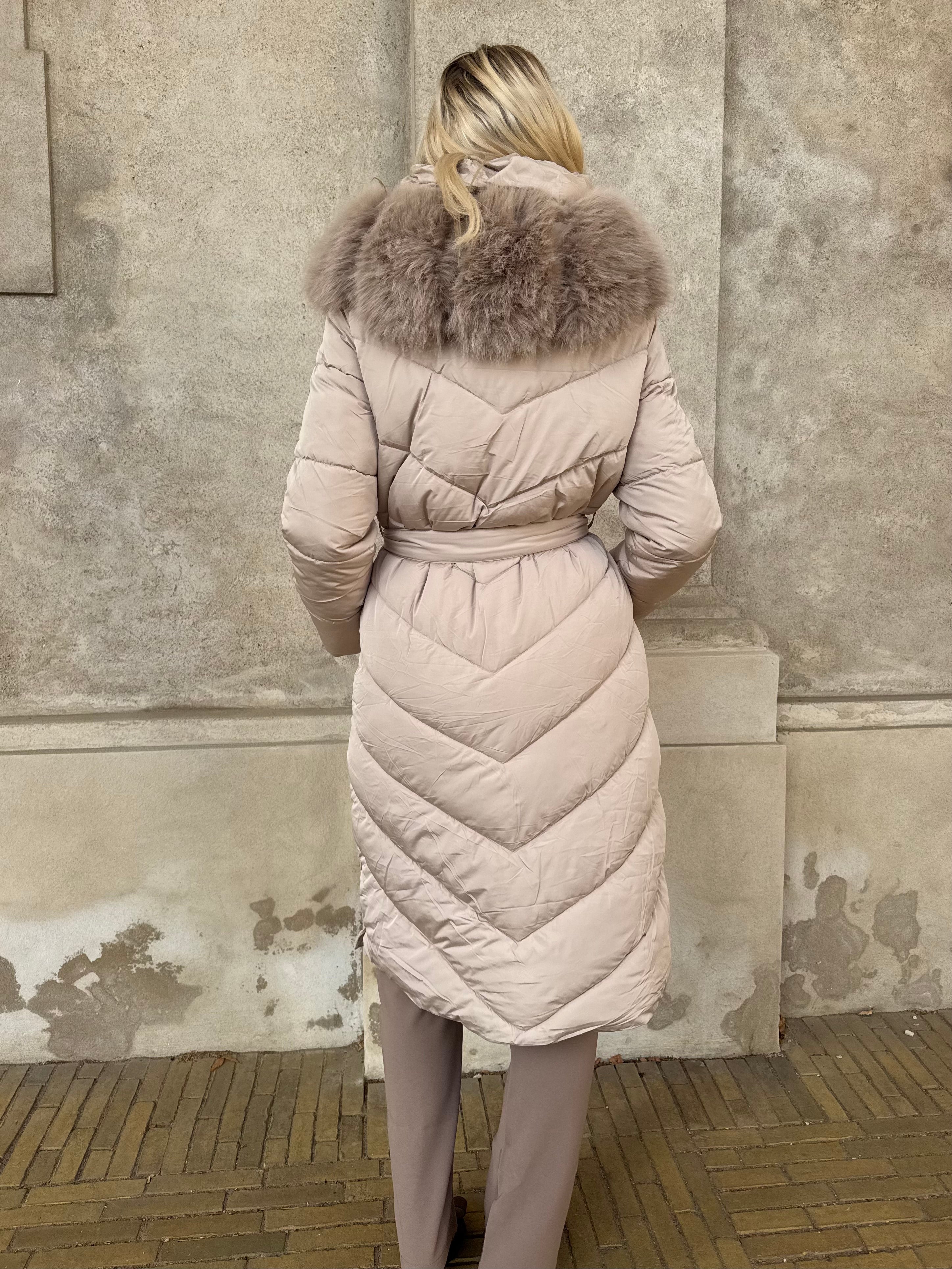 Flam puffer long coat Khaki - Åberg Copenhagen