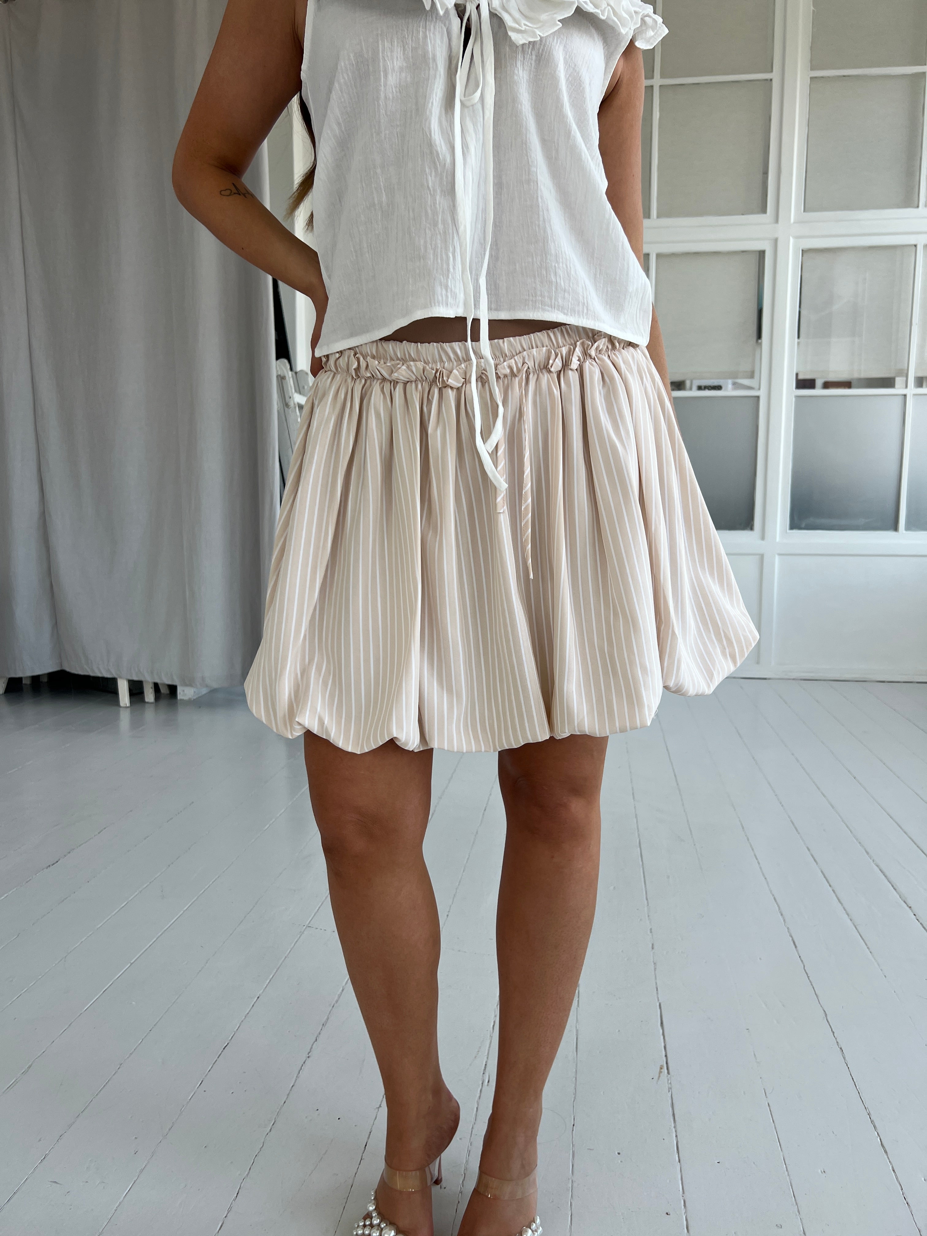 Elli white striped skirt Beige