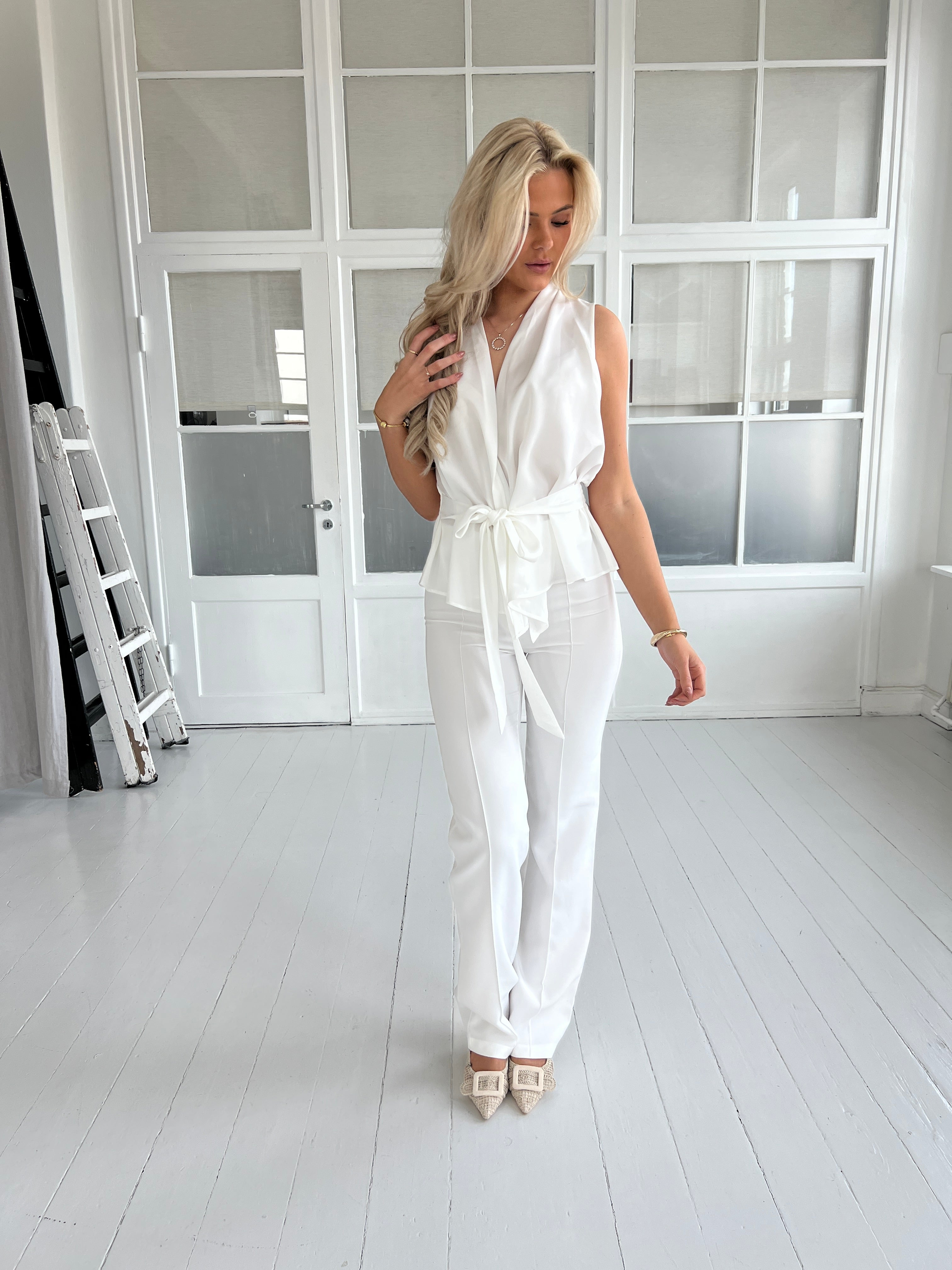Elli white wrap blouse