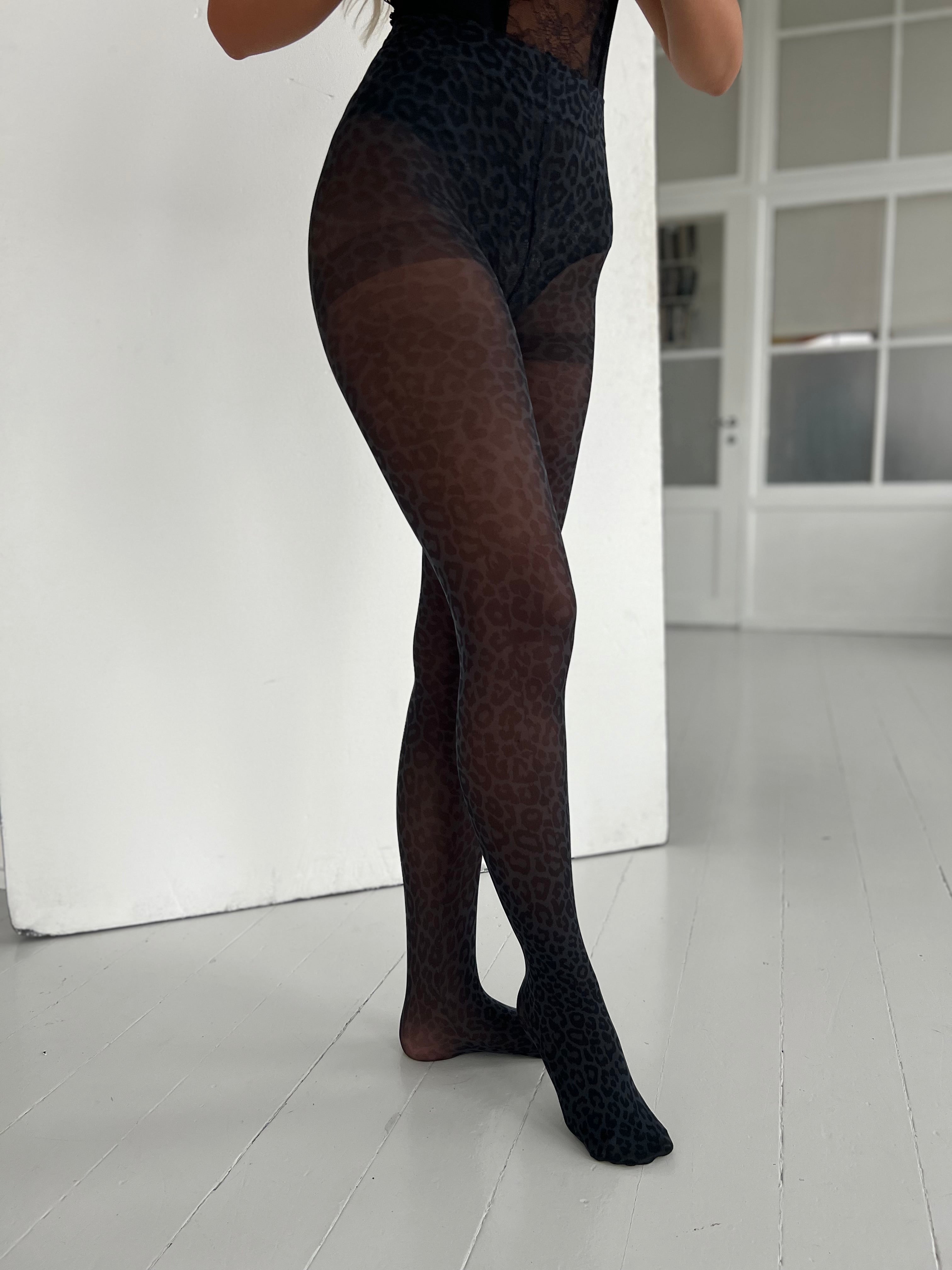 Mochy sorte leopard strømper