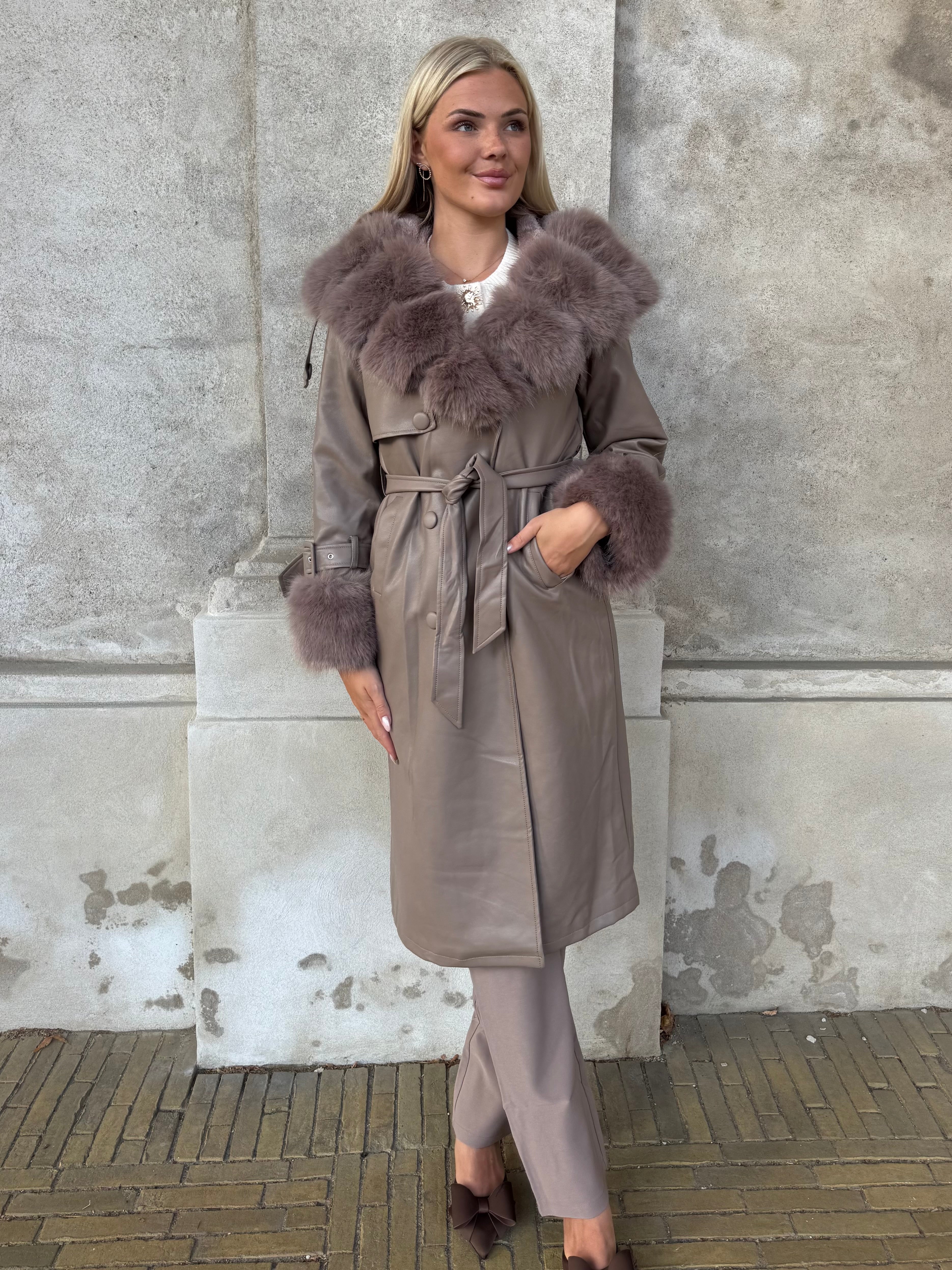 Flam faux leather coat muldvarp