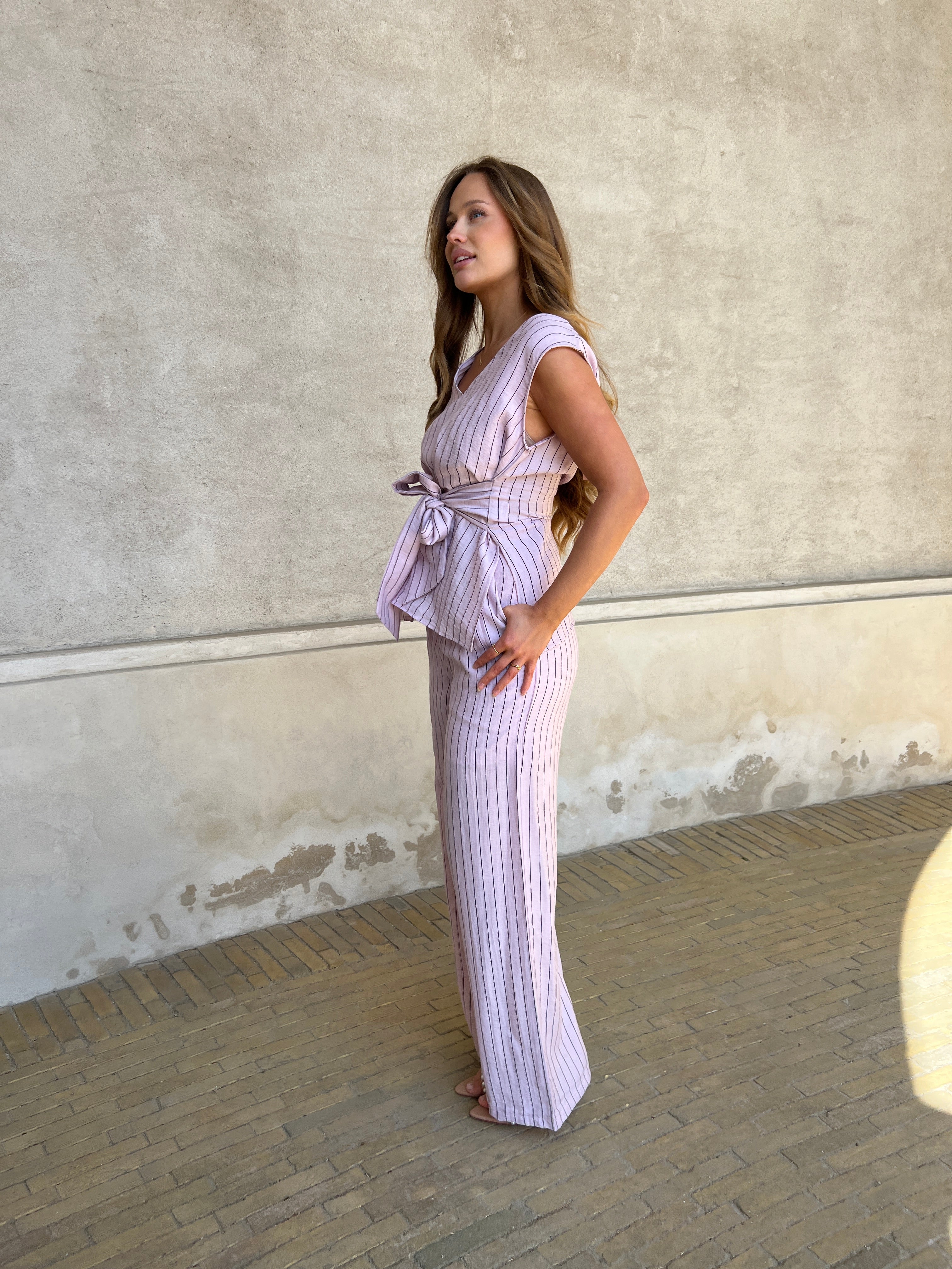 Elli striped linen pants