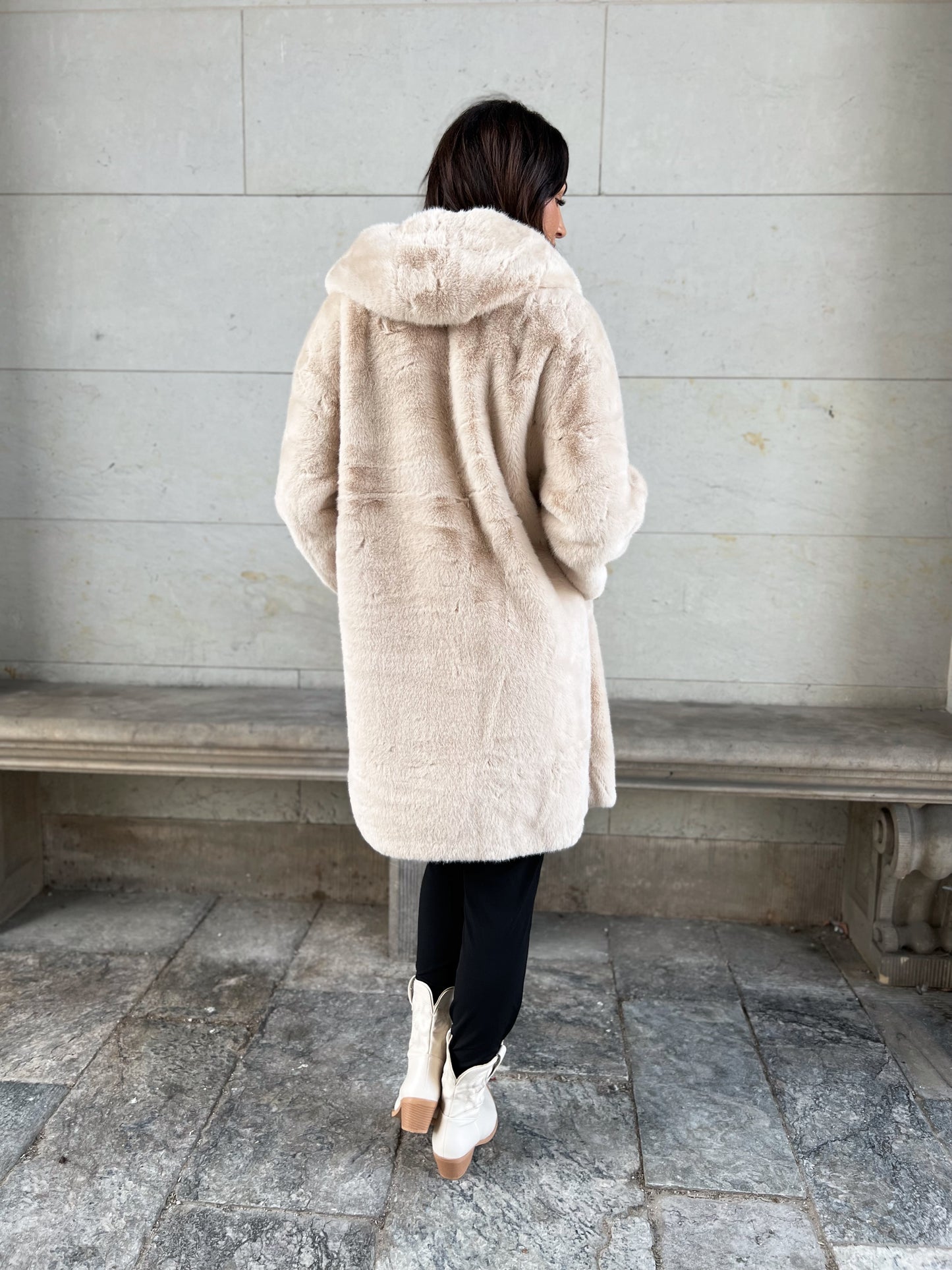 Azka beige fake fur jakke (2884)