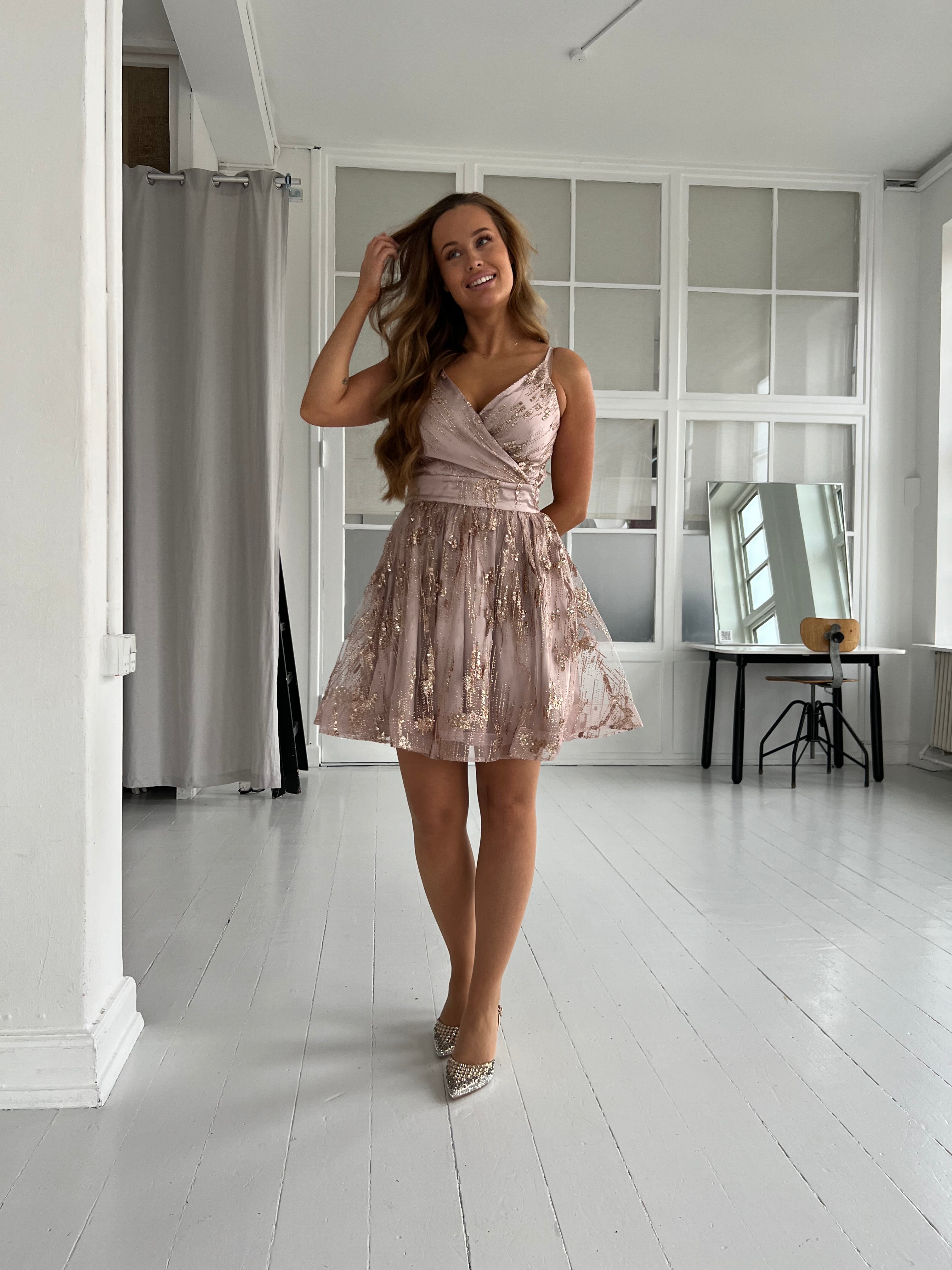 F&P rose shimmer dress