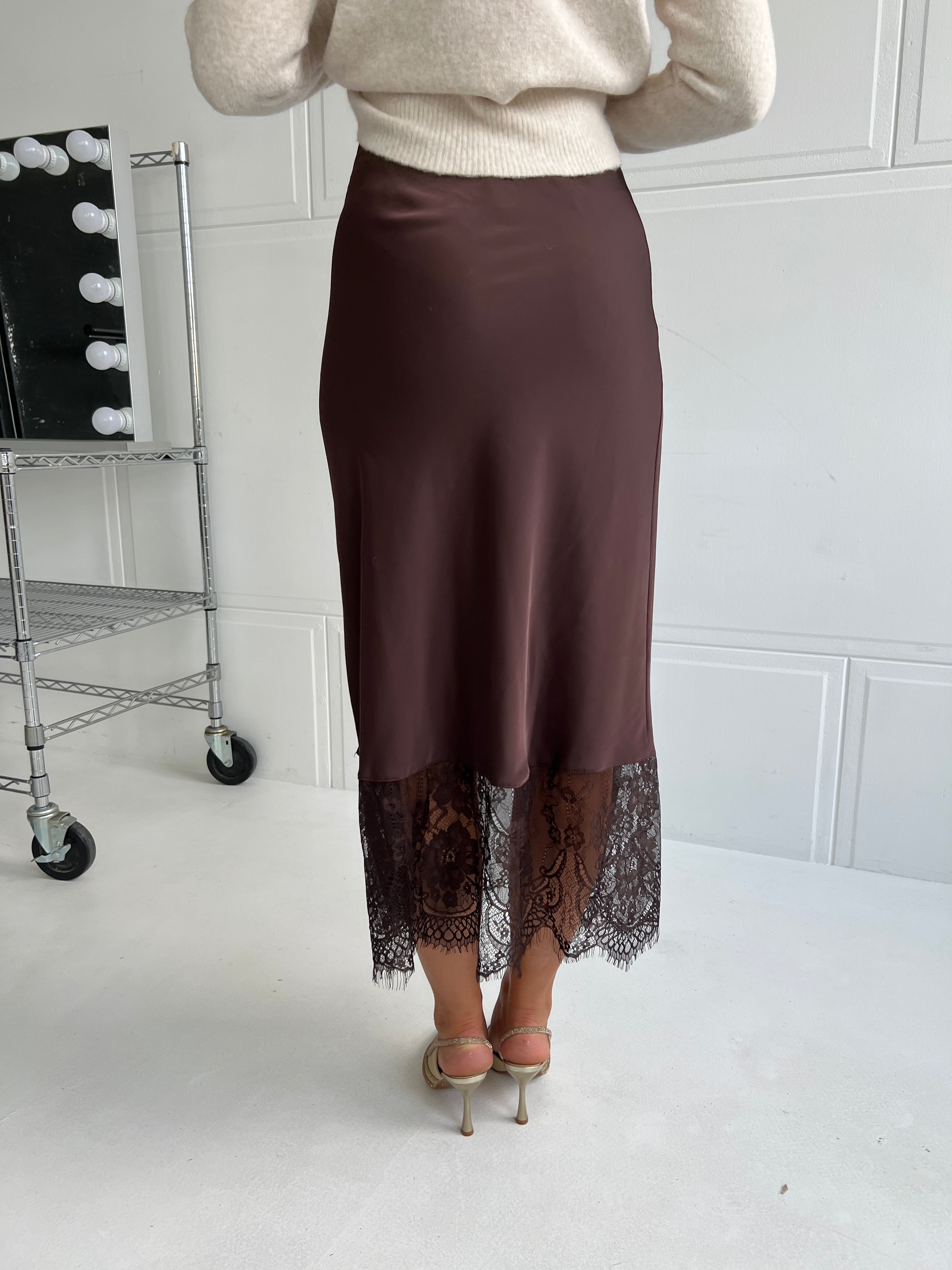 Laffe long satin skirt