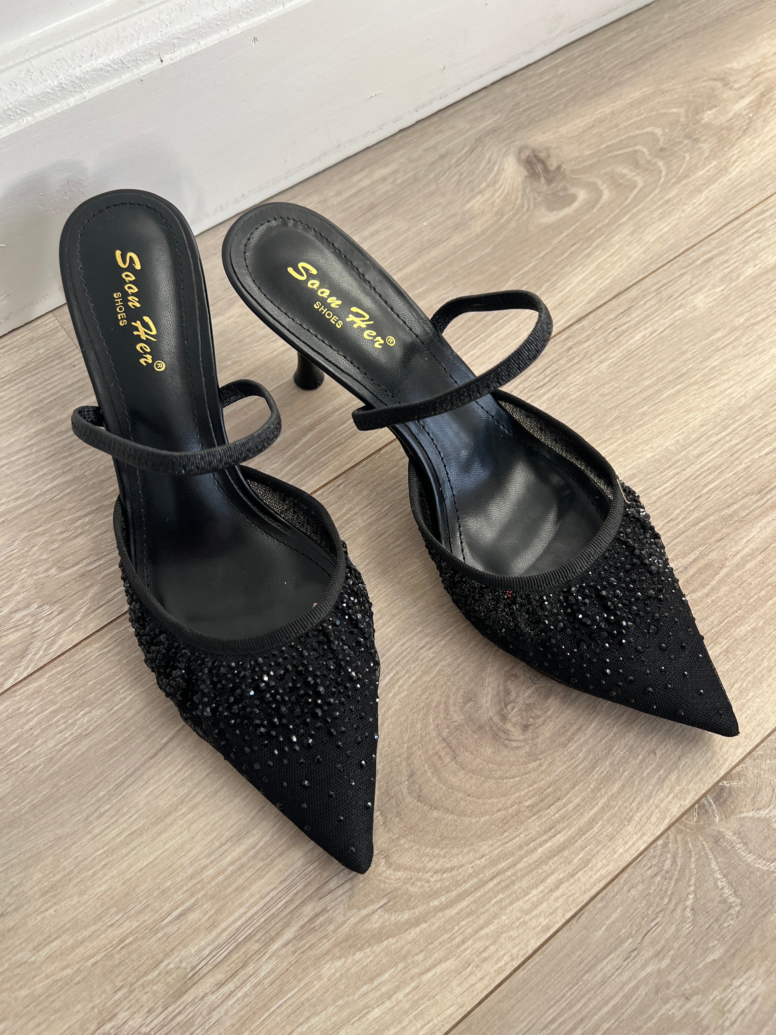Divine black slingback heel