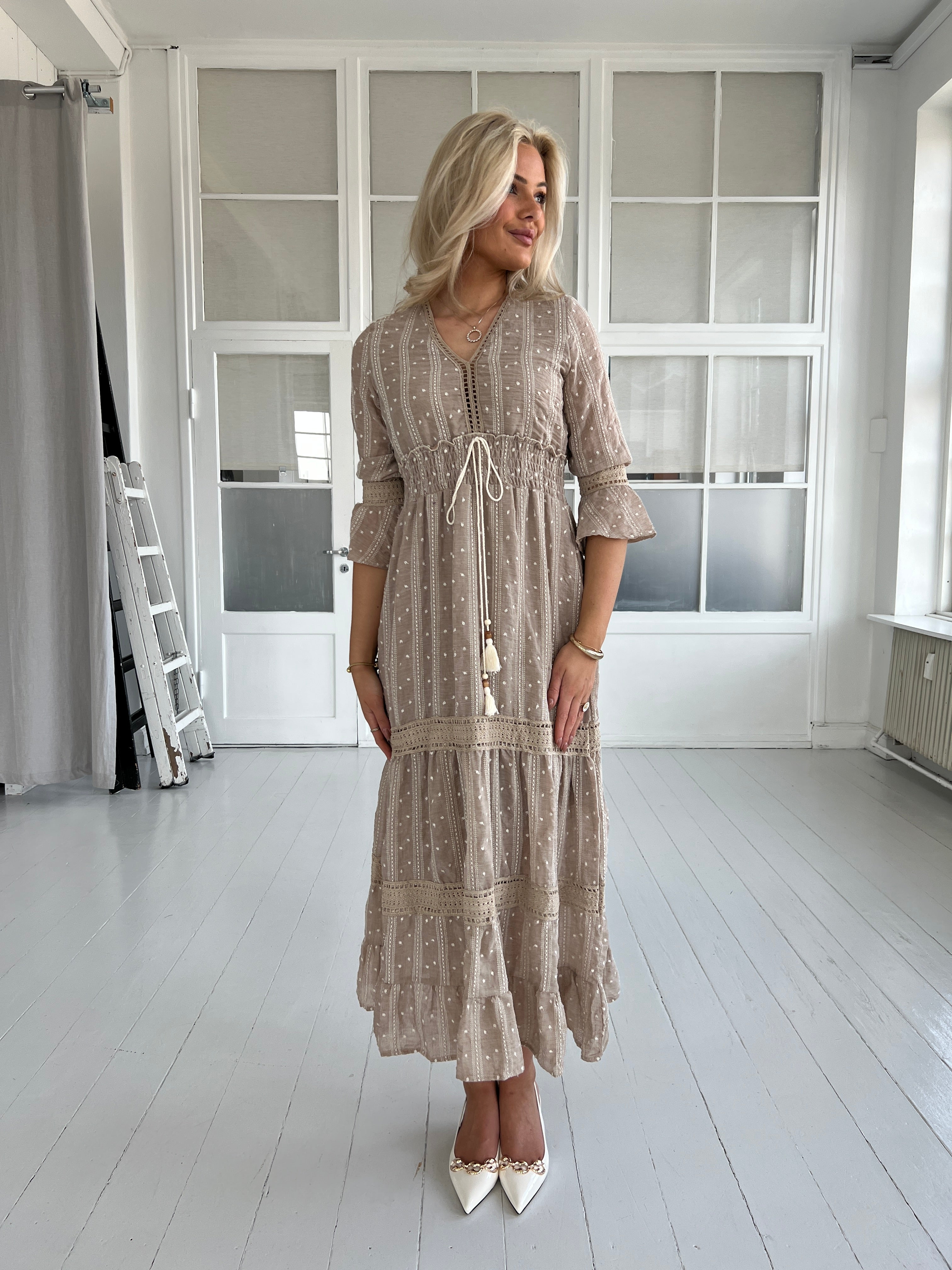 Flam taupe boho layer dress