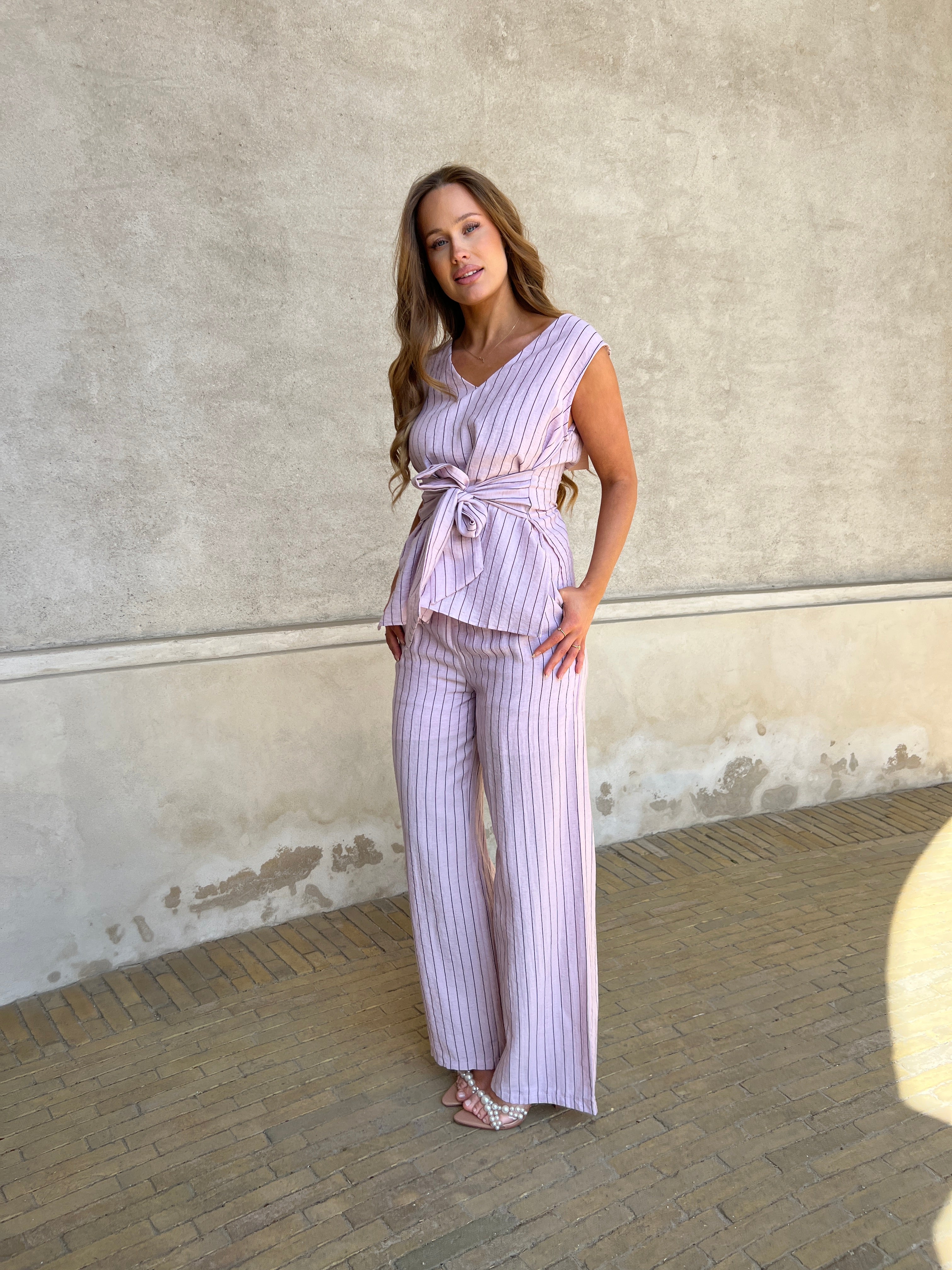 Elli striped linen pants