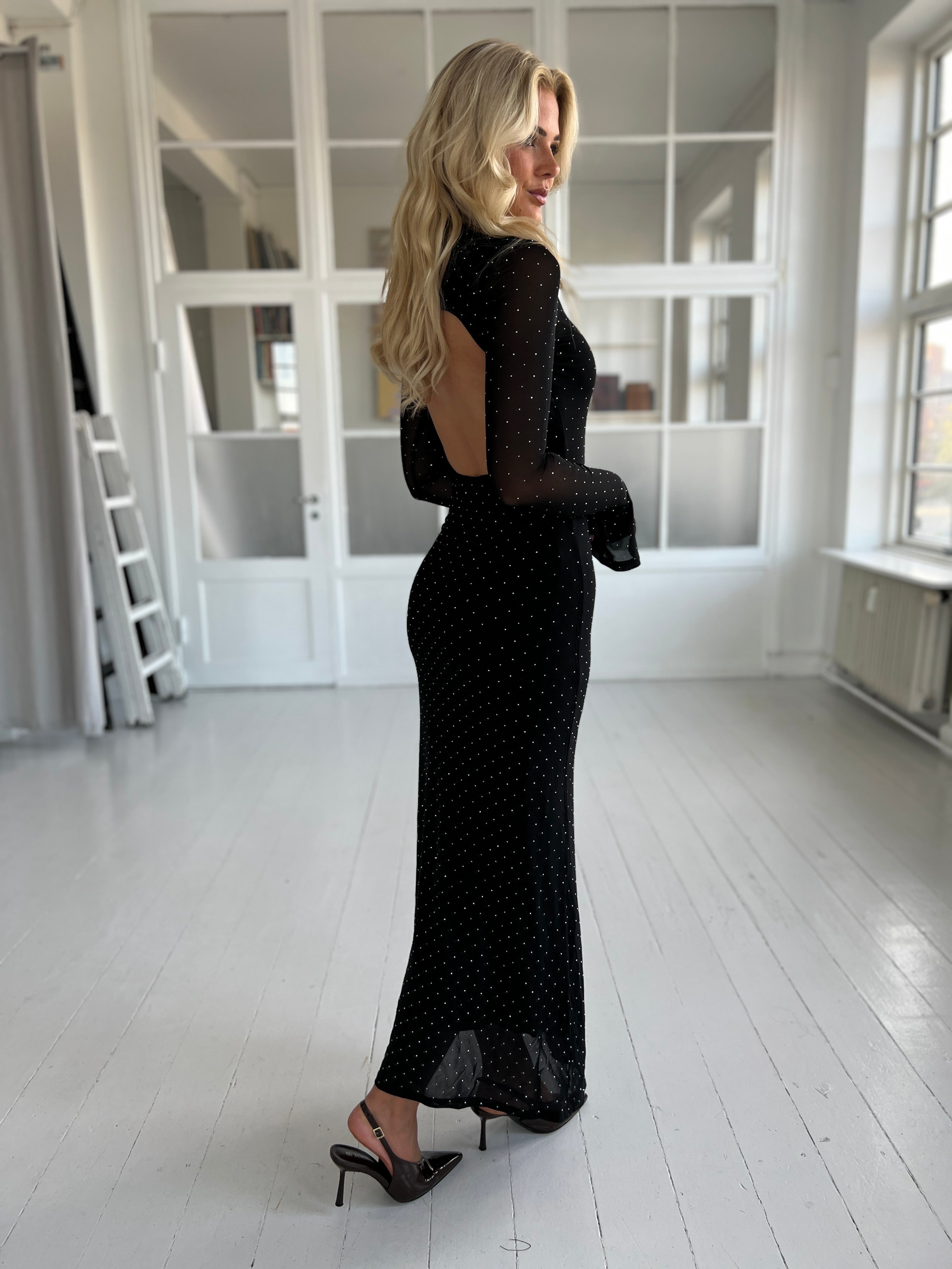 Eight luxe open back rhinestone dress