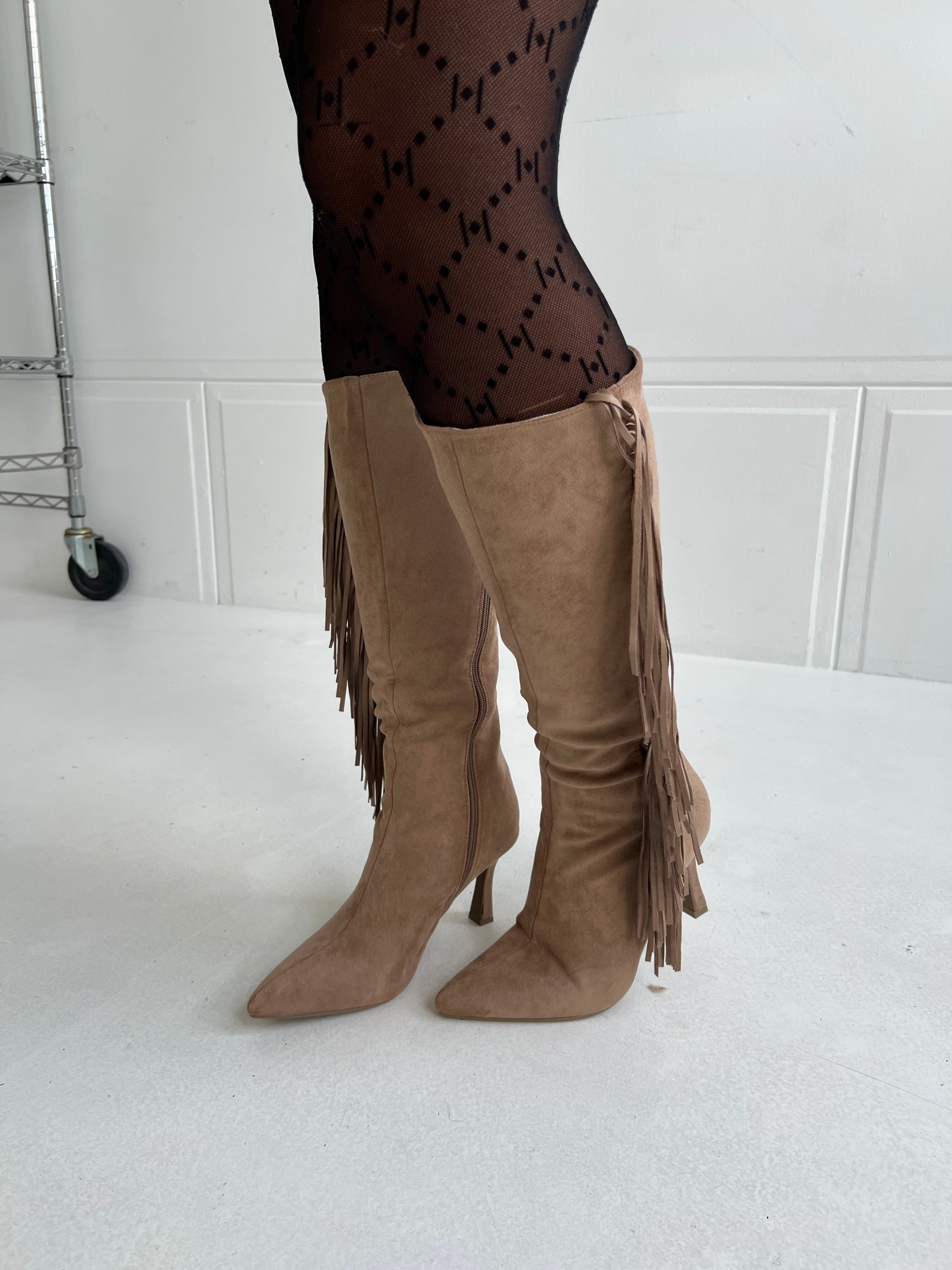 Erynn Beige fringe boot
