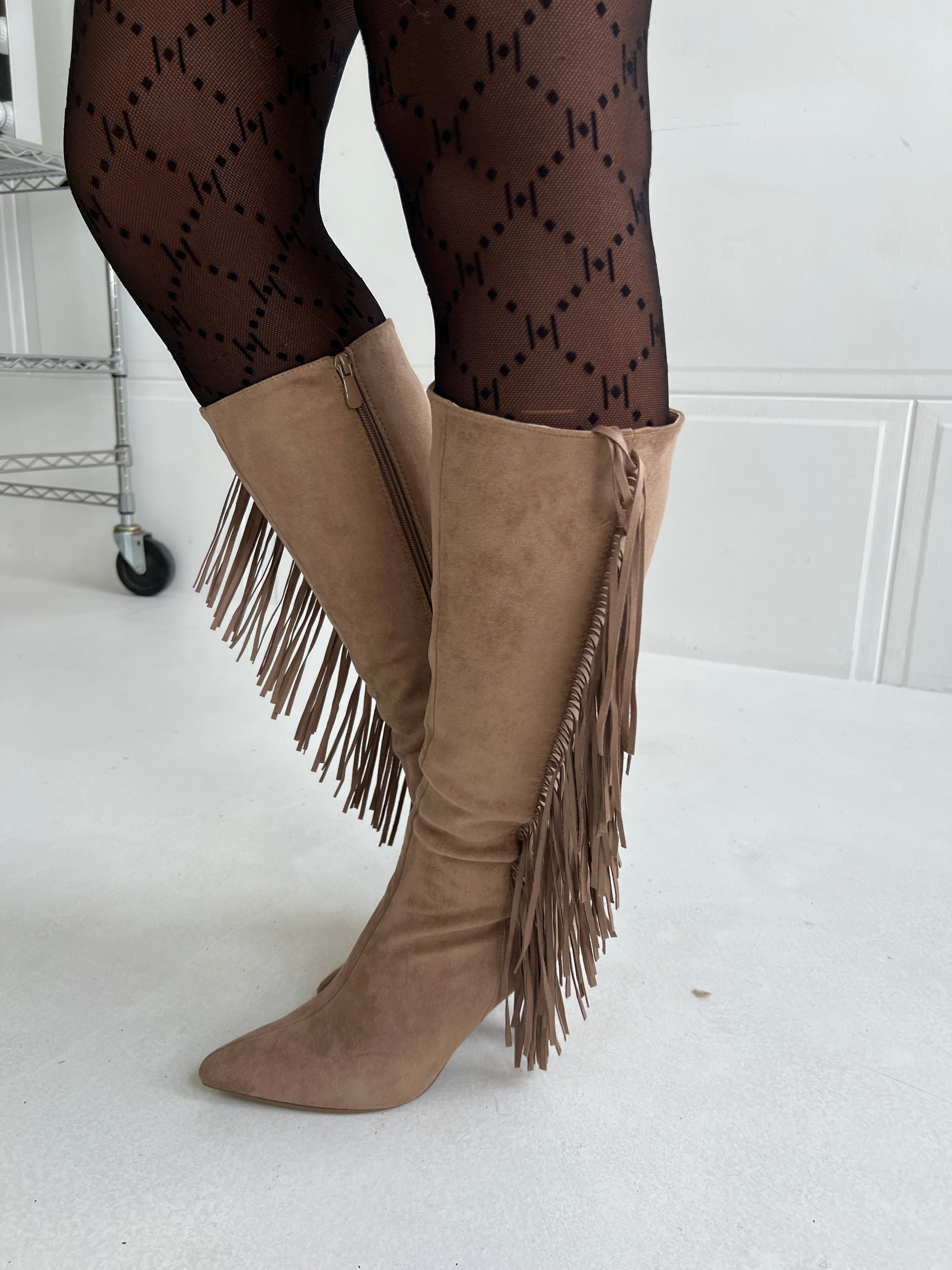 Erynn Beige fringe boot