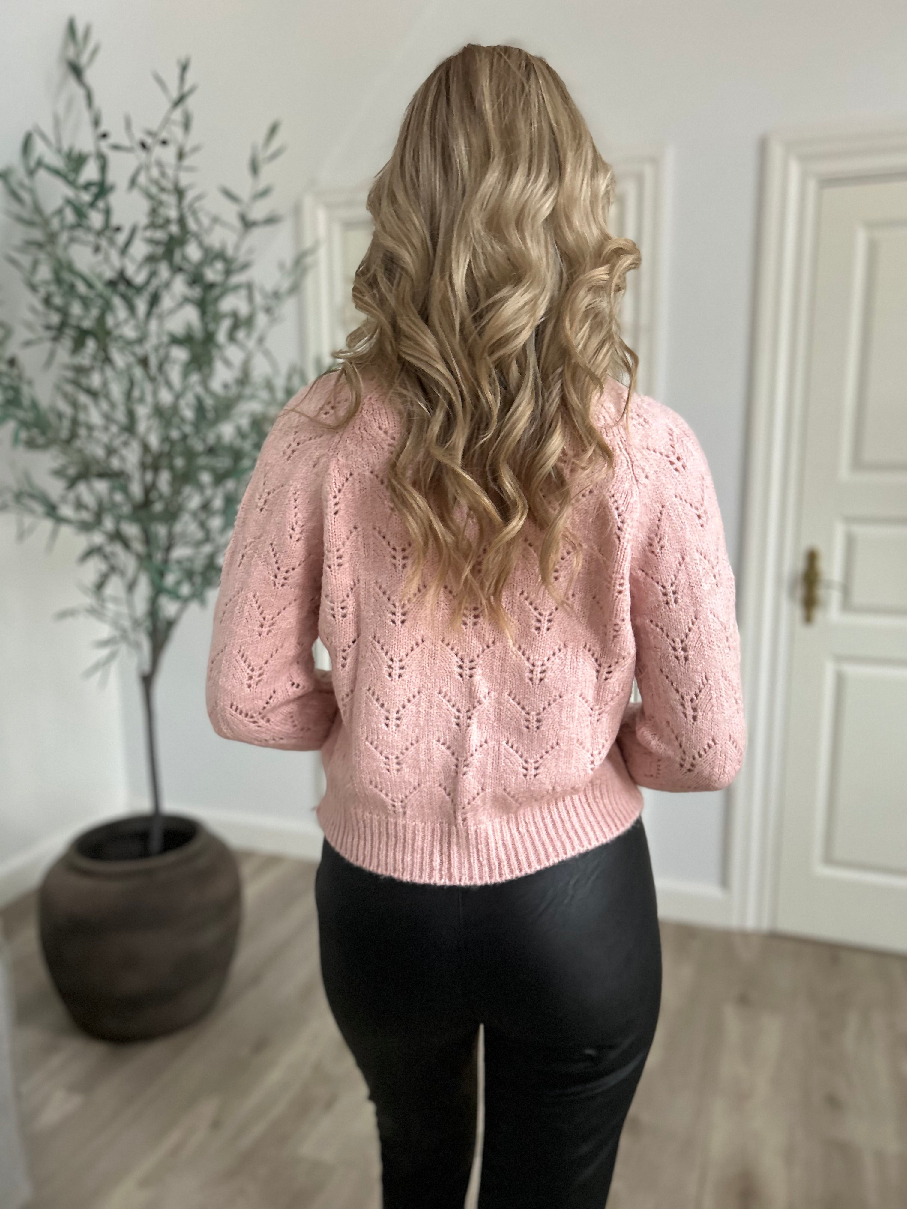 Fine pink knit cardigan