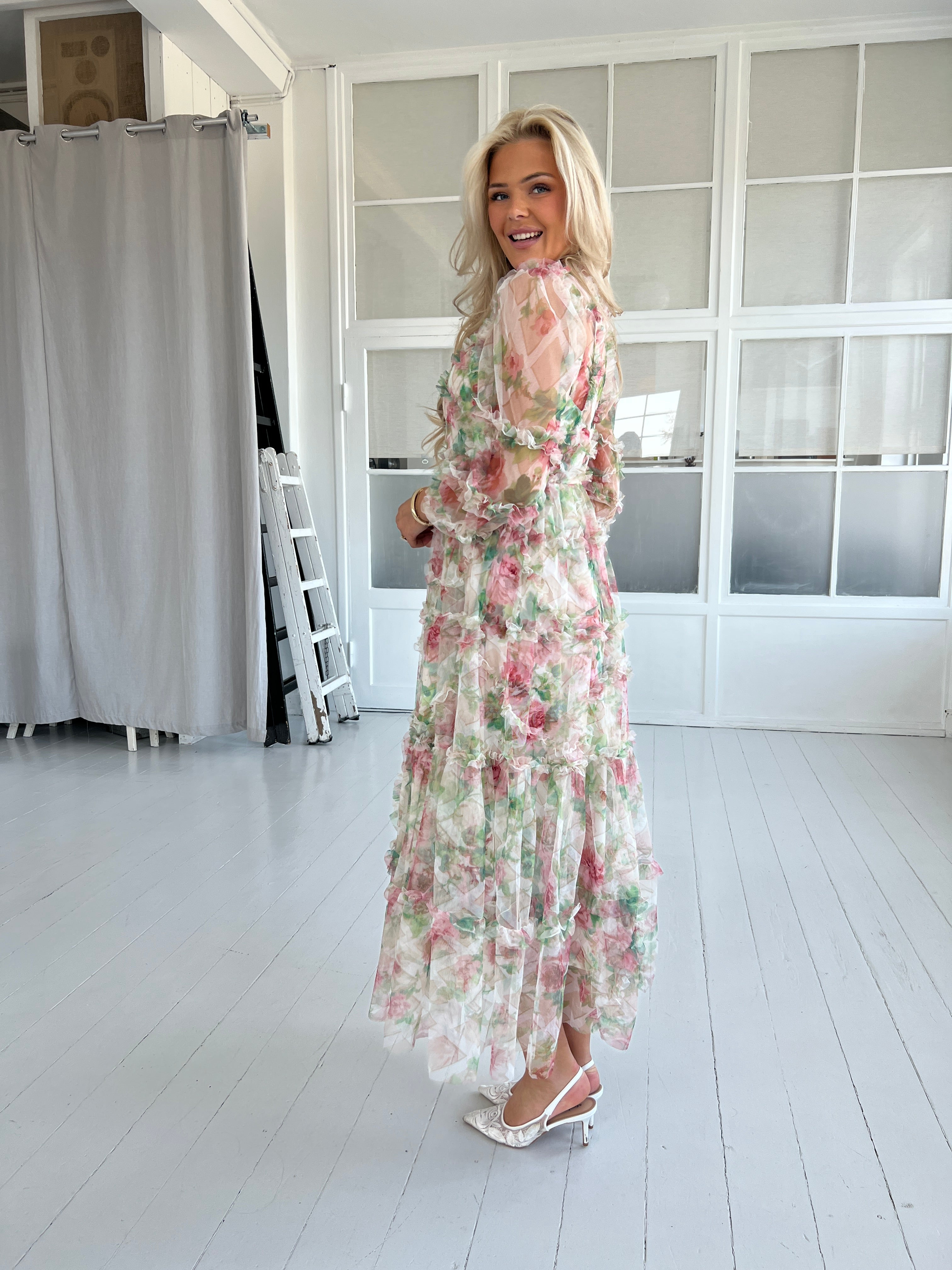 Flam beige flower dress