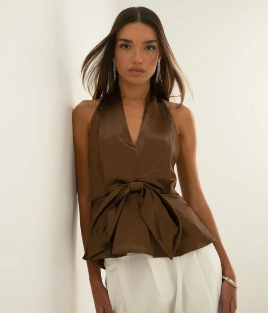 Lucce brown satin top