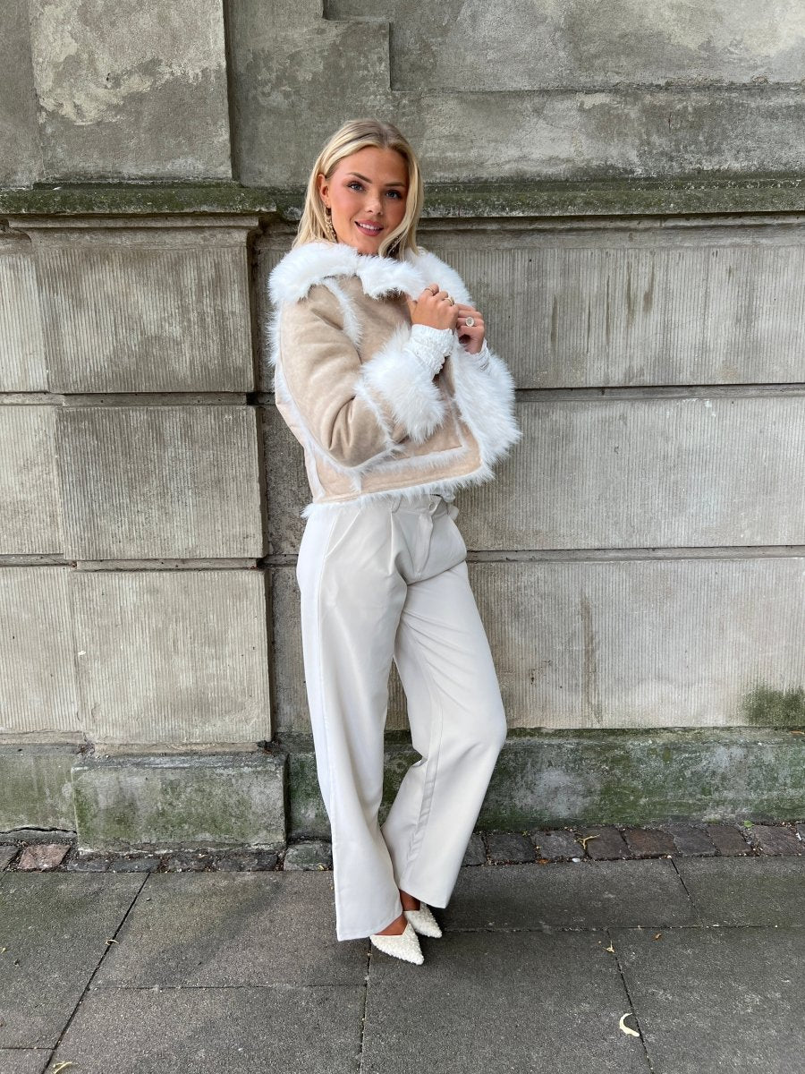 Azaka beige fake fur jacket - Aaberg DK