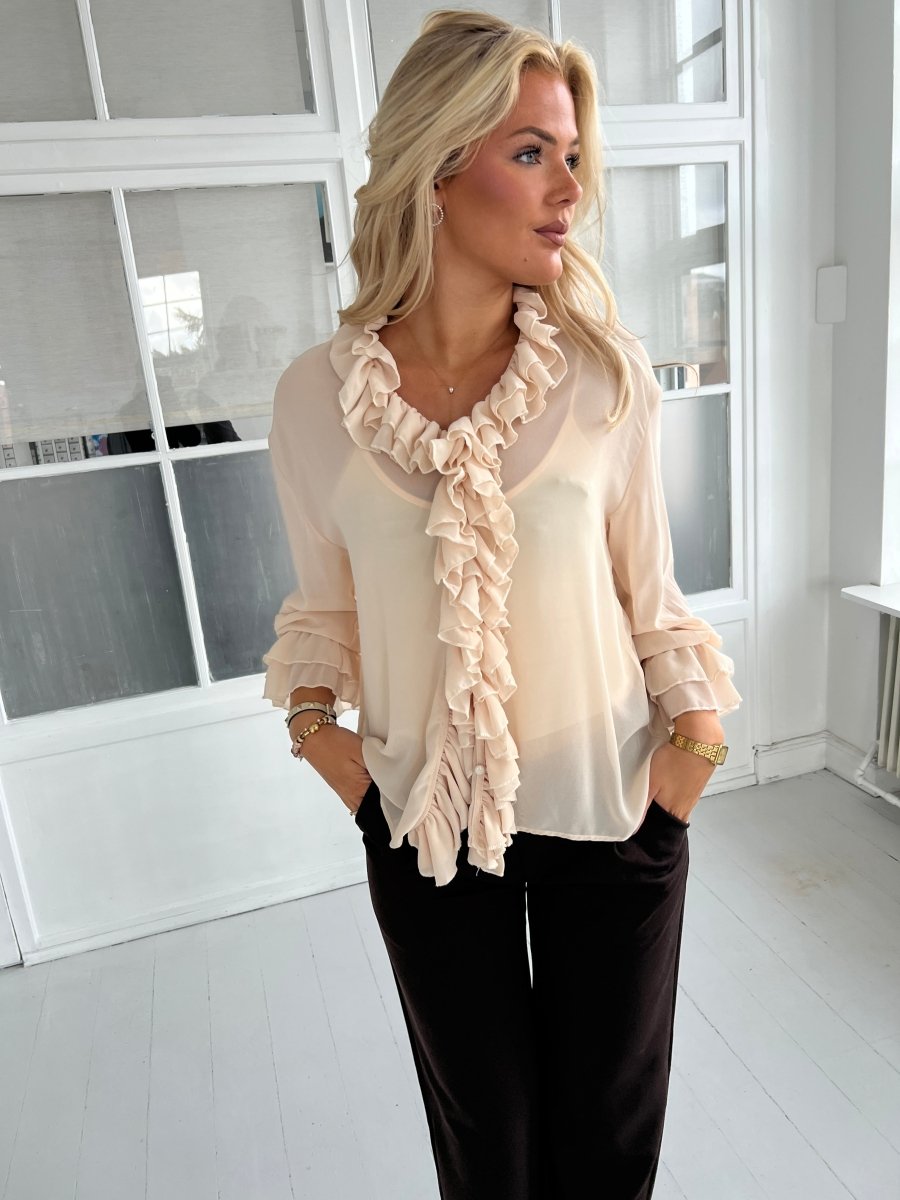 Azaka beige ruffle shirt - Aaberg DK