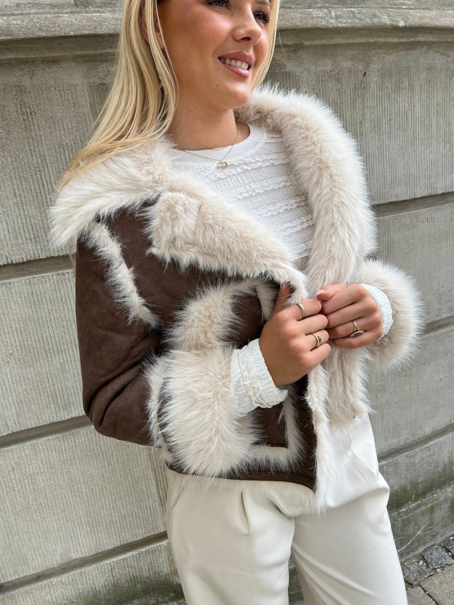 Azaka brown fake fur jacket - Aaberg DK