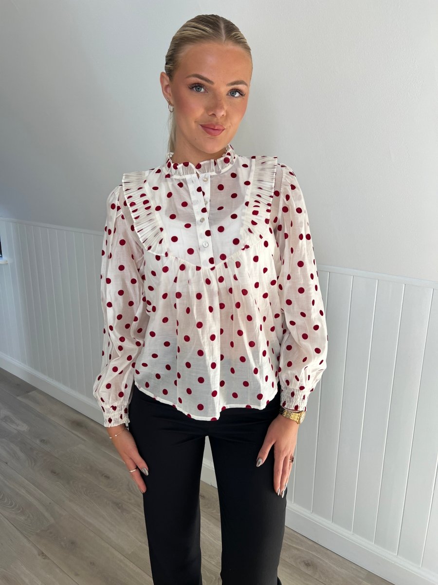 Continue Silke dot shirt White - Aaberg DK