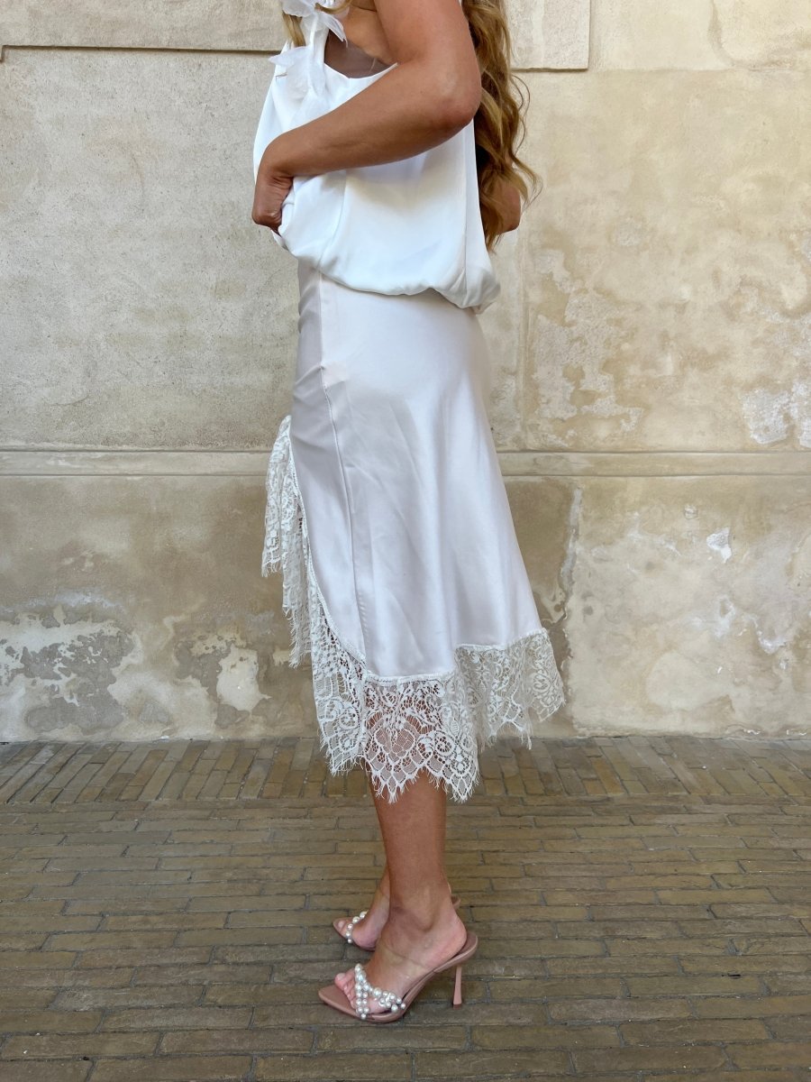 Copperose lace satin skirt - Aaberg DK