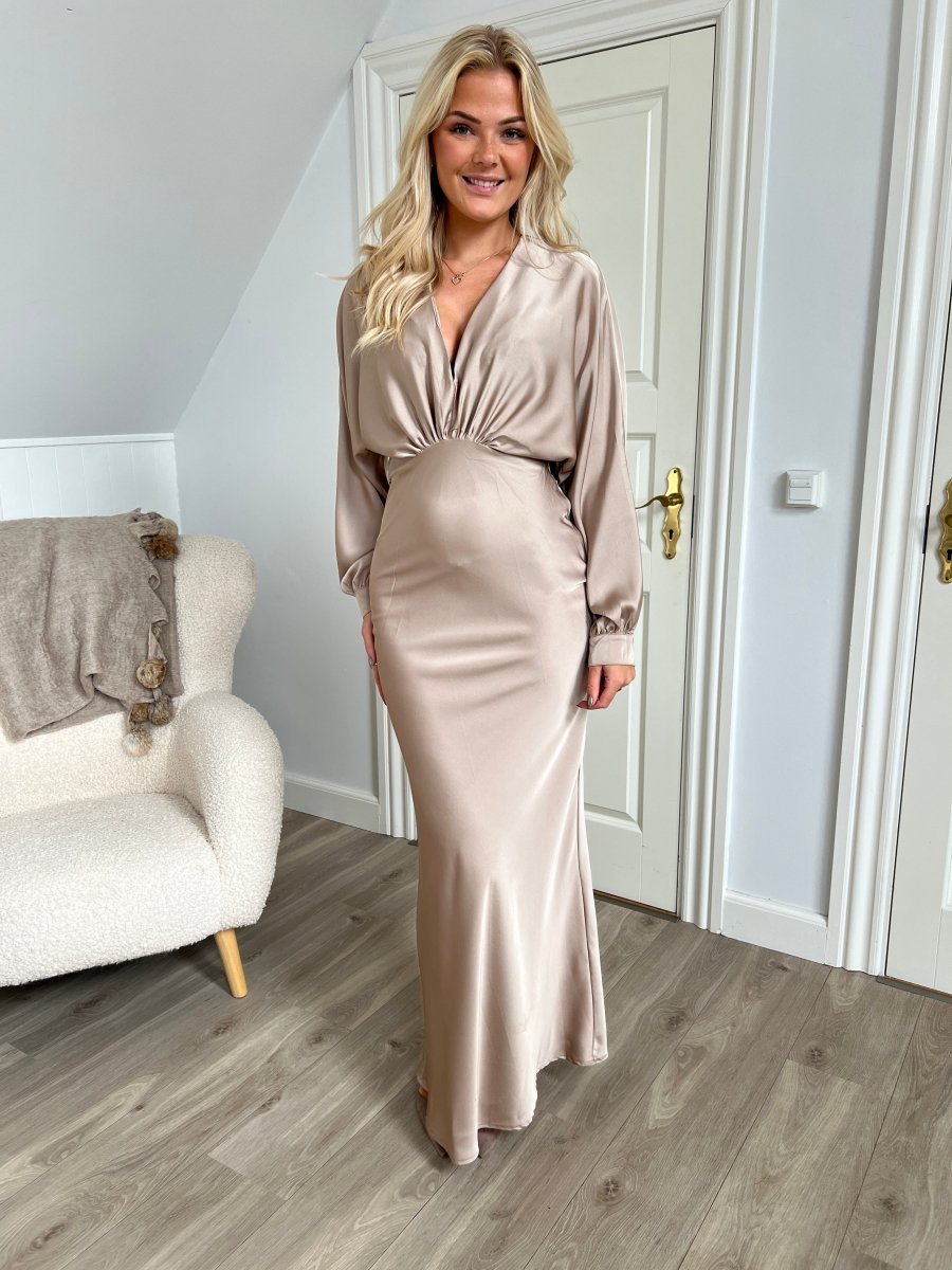 Eight luxe satin beige dress - Aaberg DK