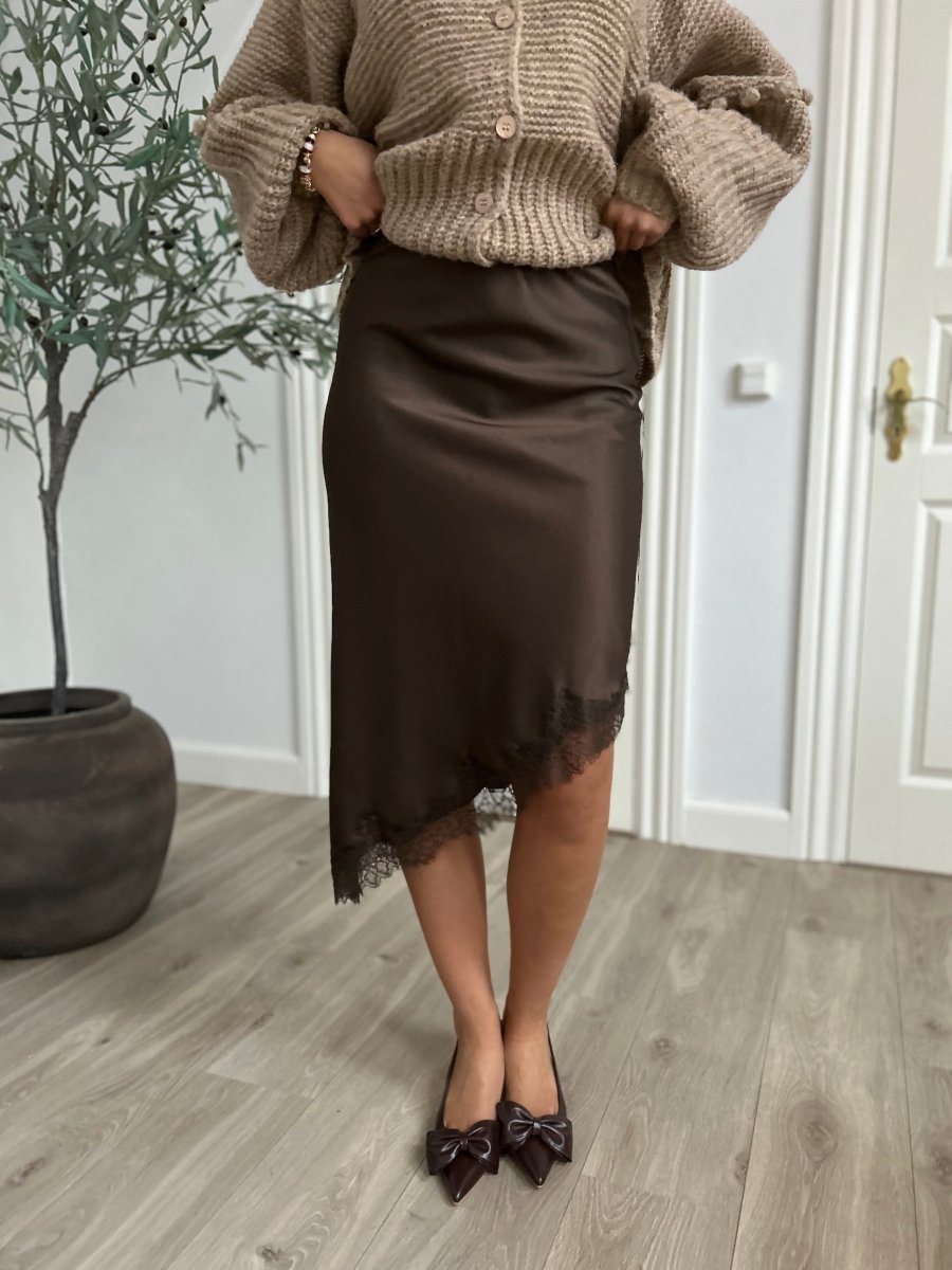 Elli Brown satin skirt - Aaberg DK