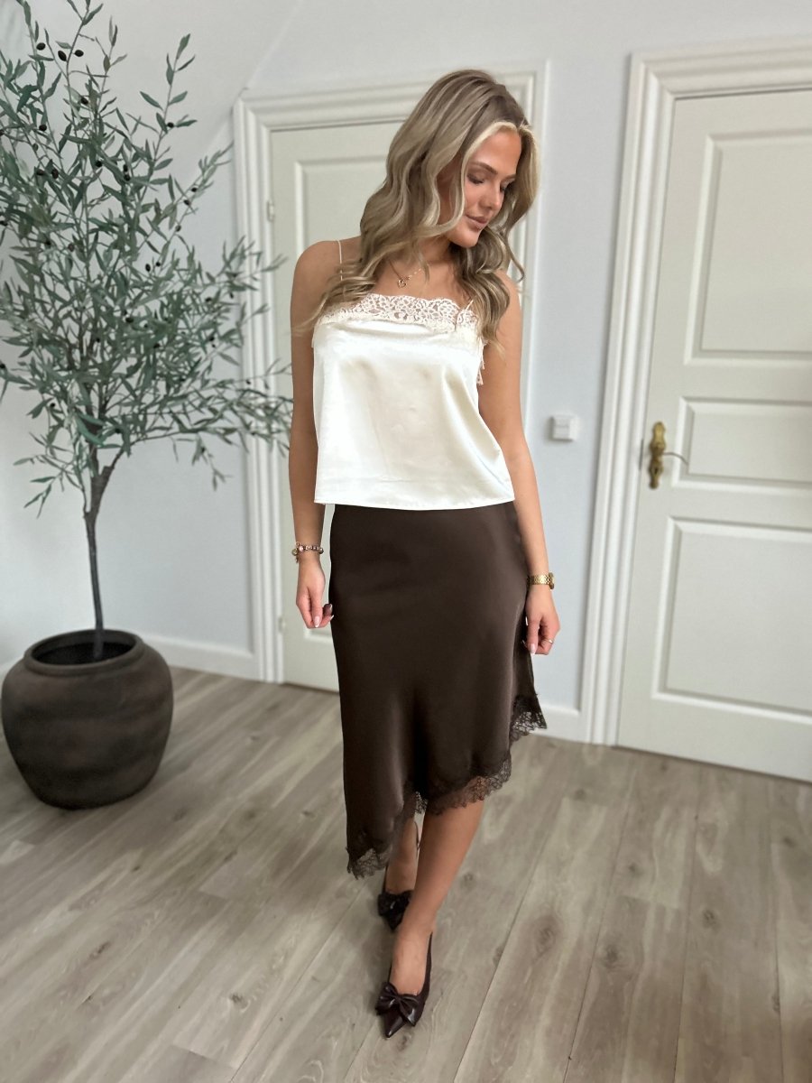 Elli Brown satin skirt - Aaberg DK