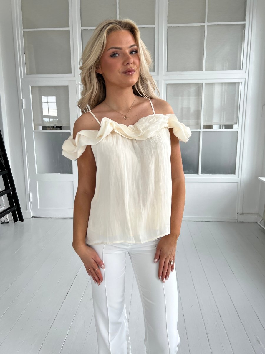 Elli creme satin top - Aaberg DK