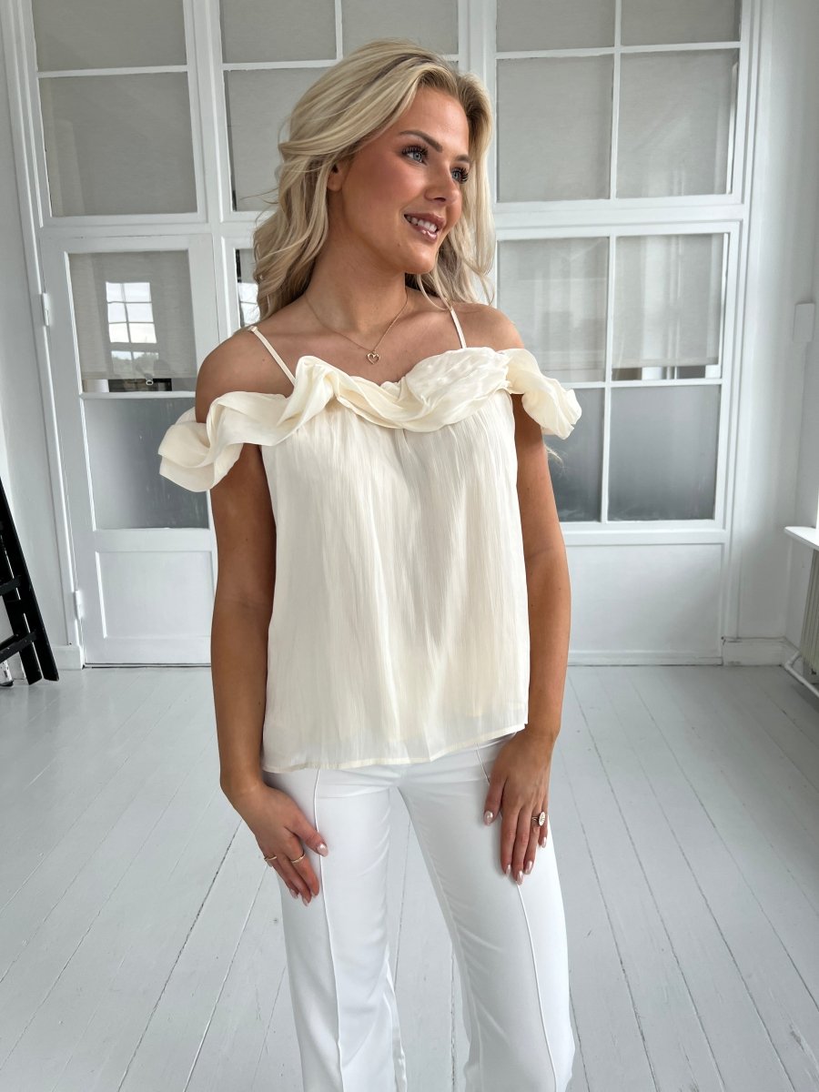 Elli creme satin top - Aaberg DK