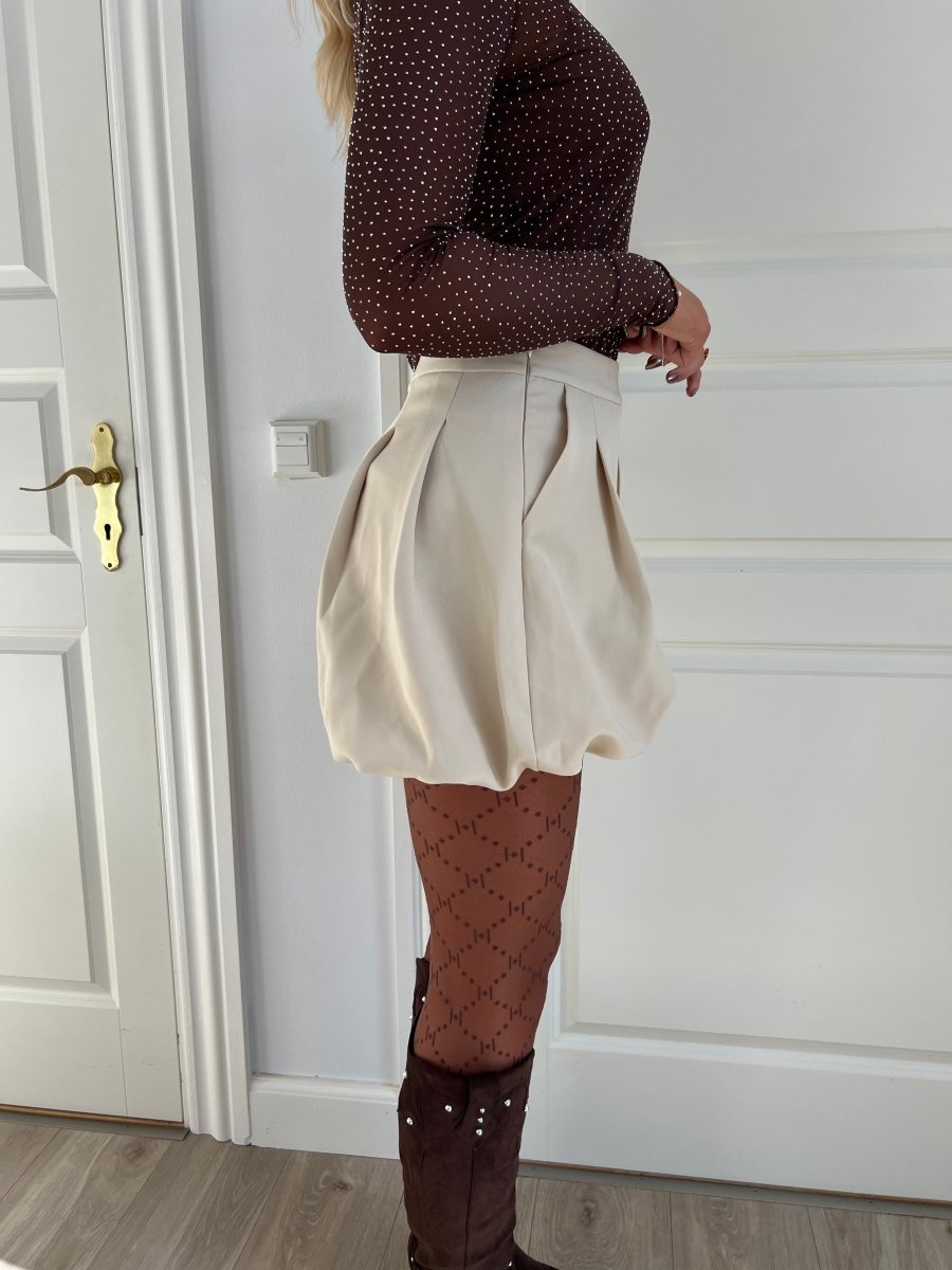 Elli white balloon skirt beige - Aaberg DK