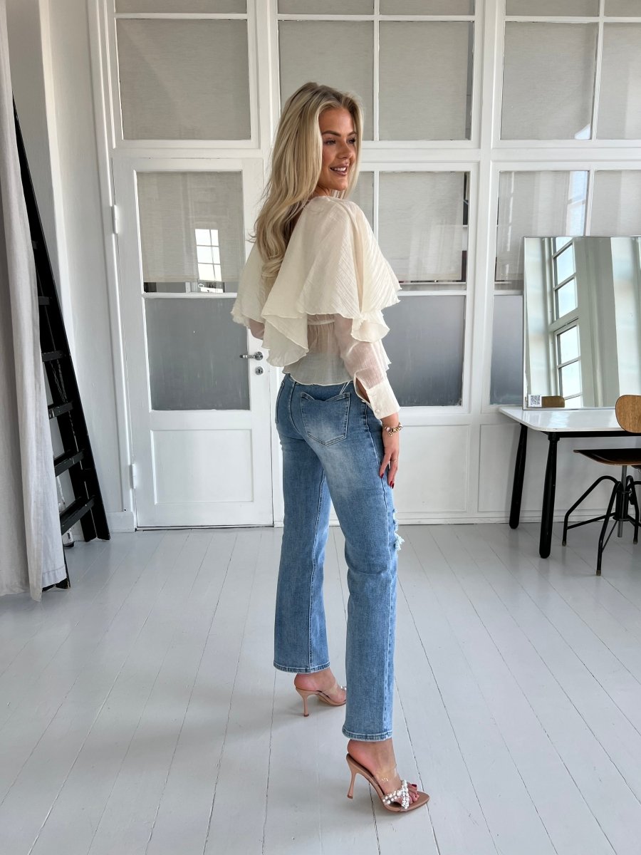 Elli white beige blouse - Aaberg DK