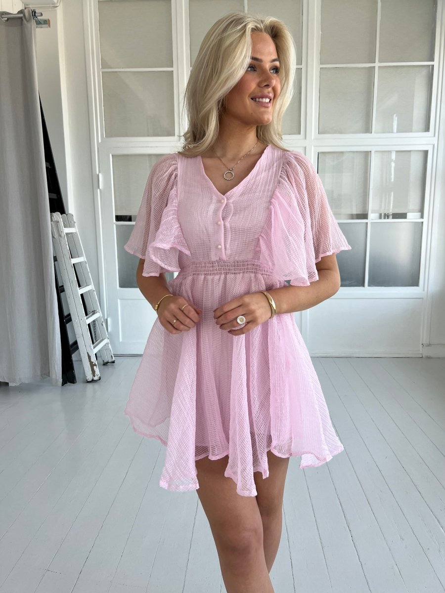 Elli White bubblegum short dress - Aaberg DK