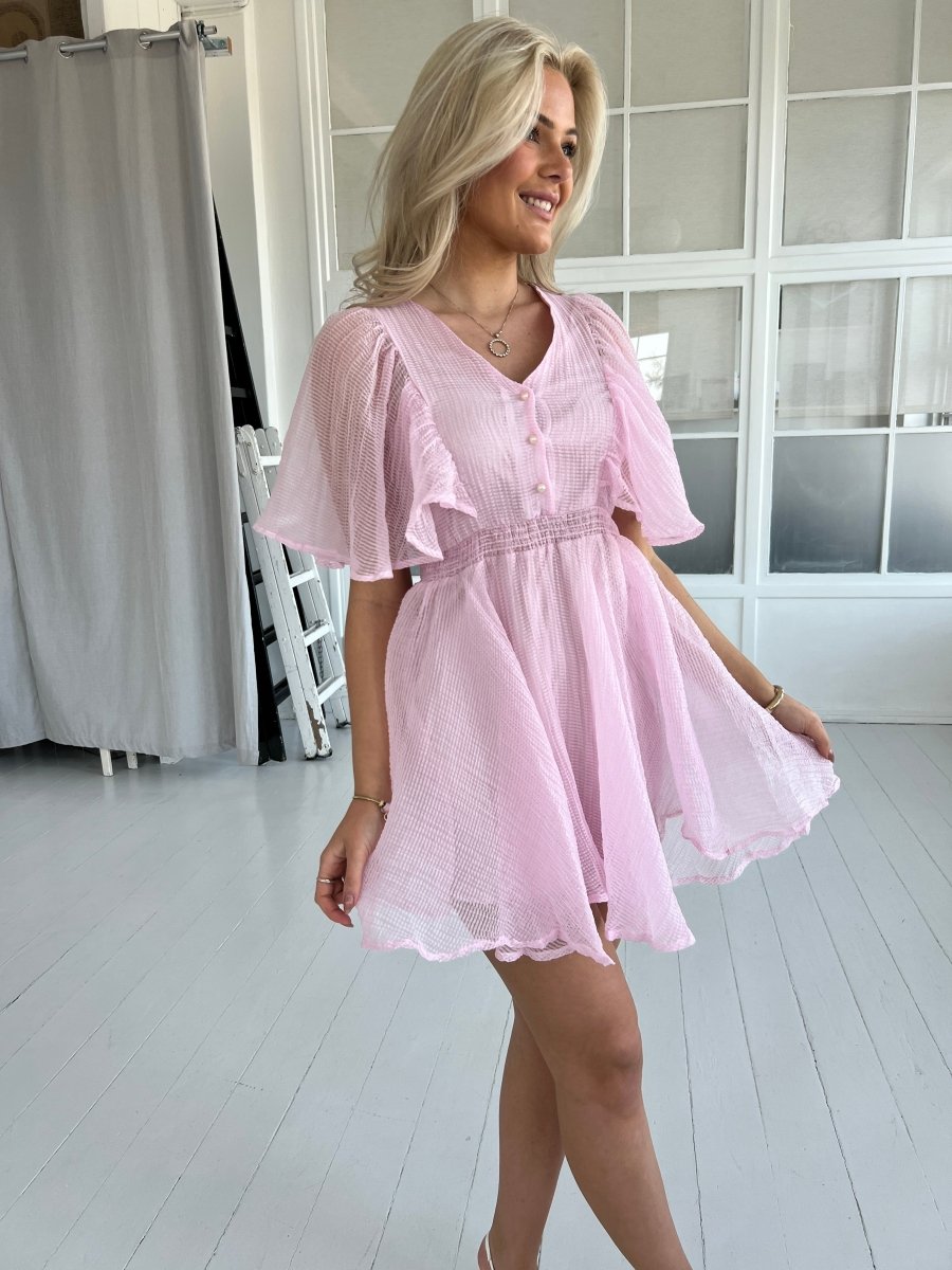 Elli White bubblegum short dress - Aaberg DK
