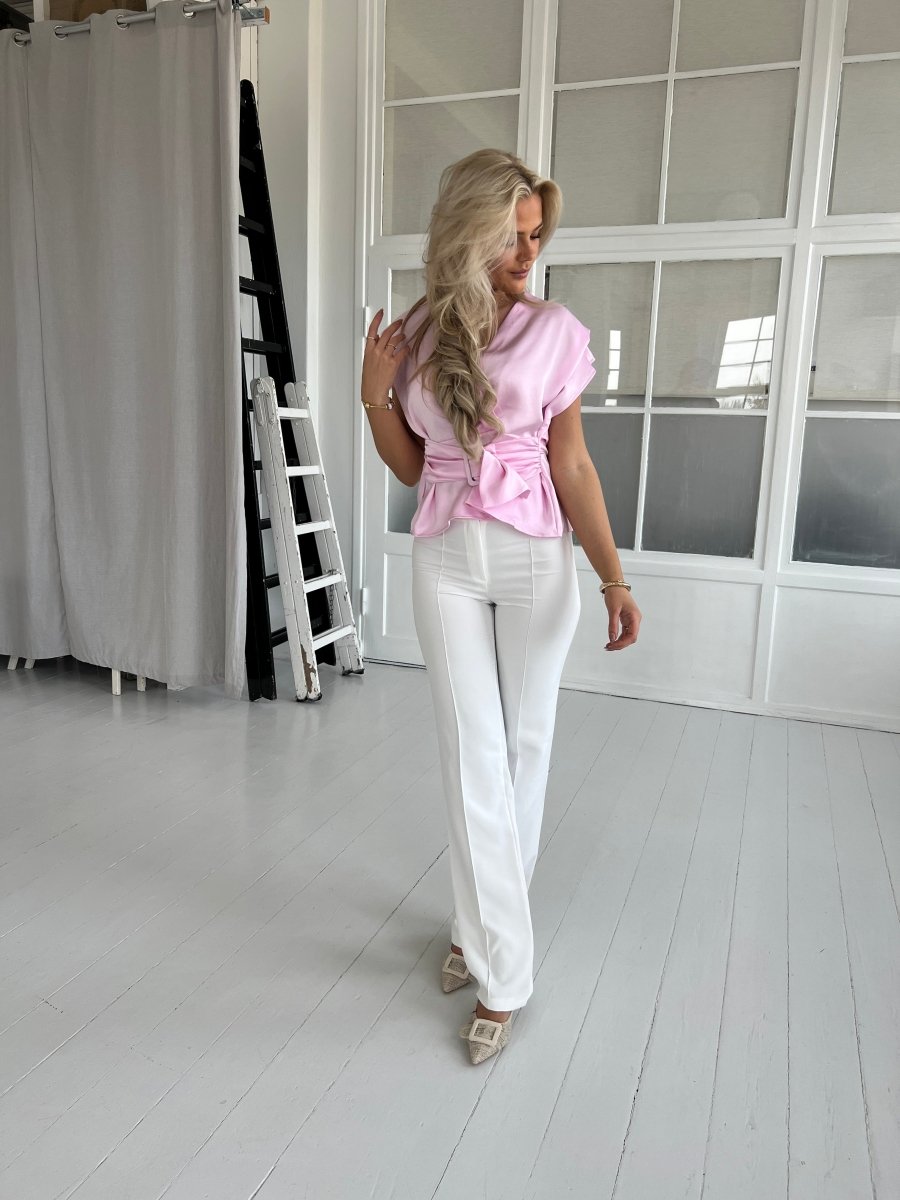 Elli White pink satin blouse - Aaberg DK