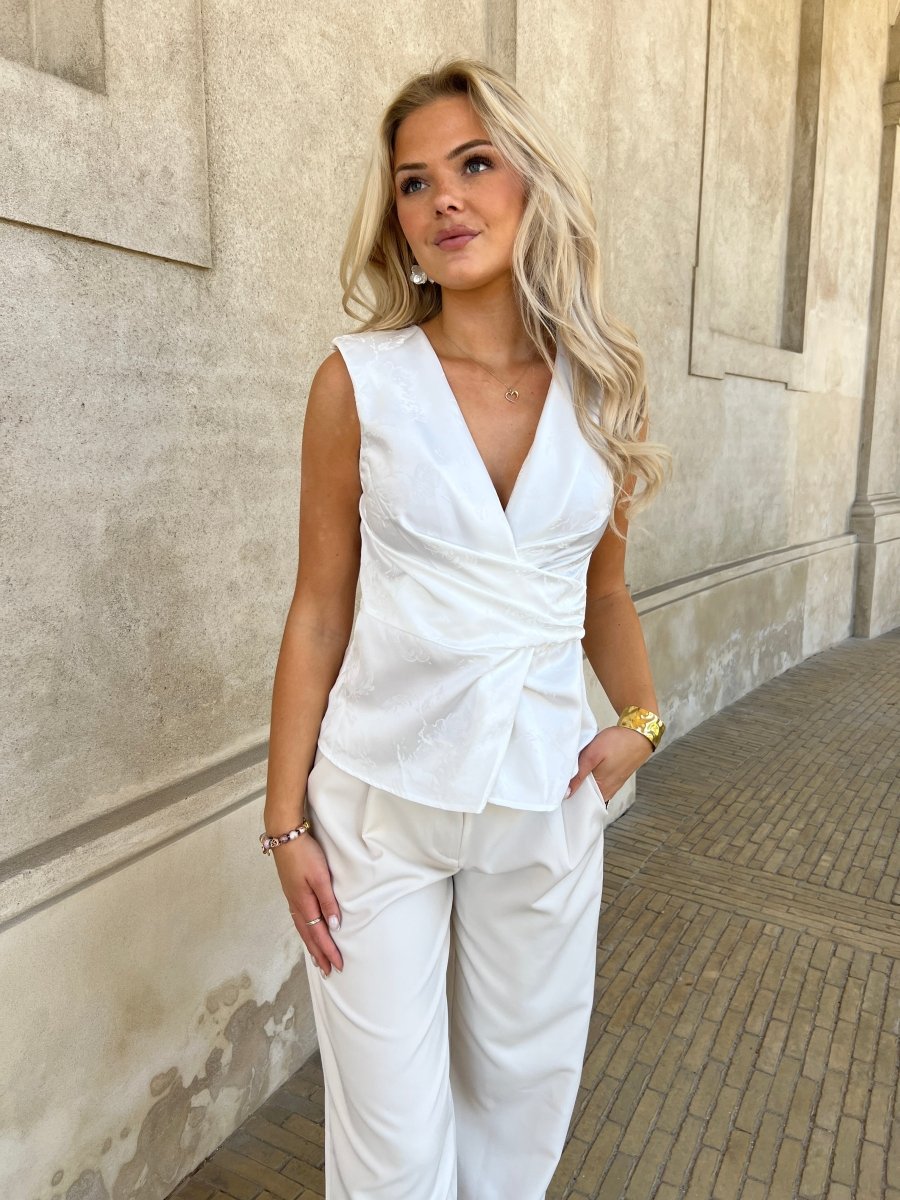 Elli White satin top - Aaberg DK