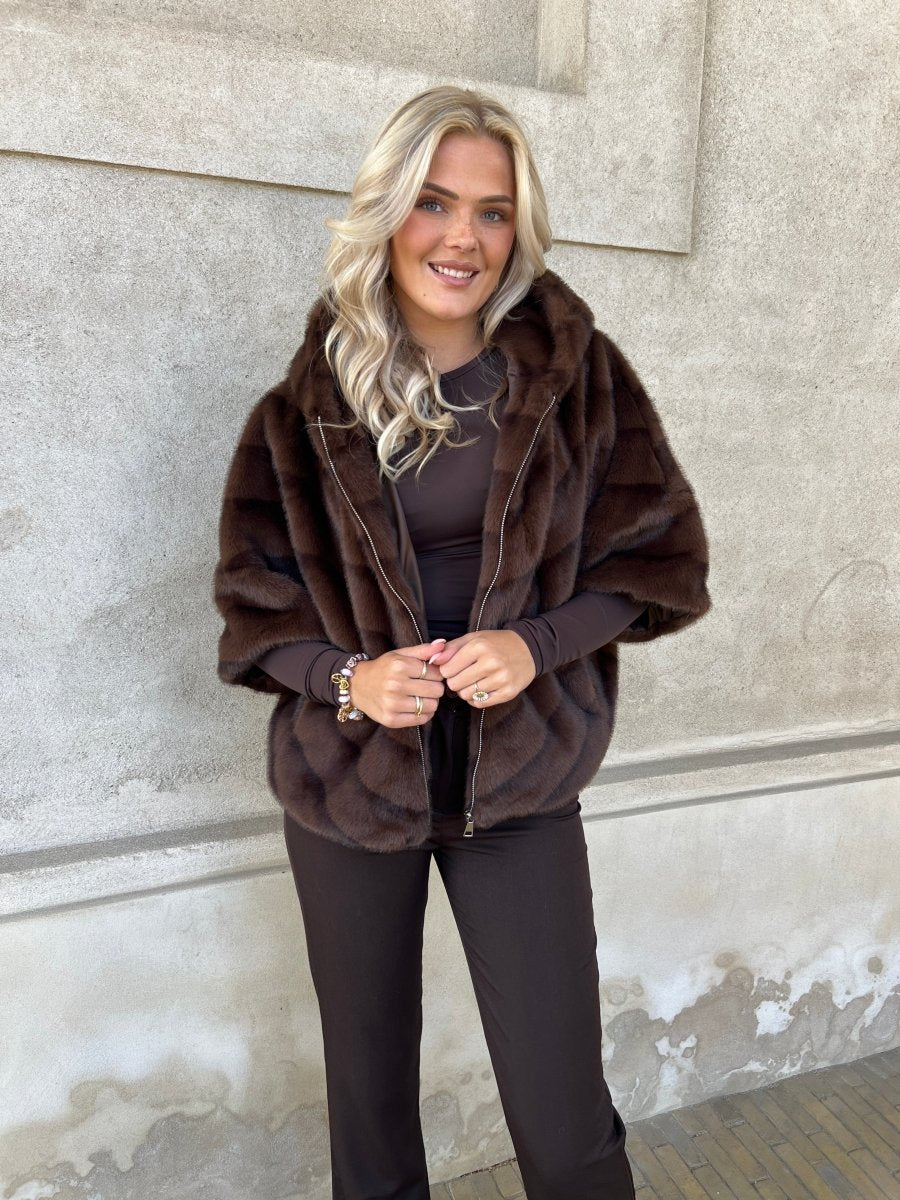 Flam dark brown fake fur - Aaberg DK