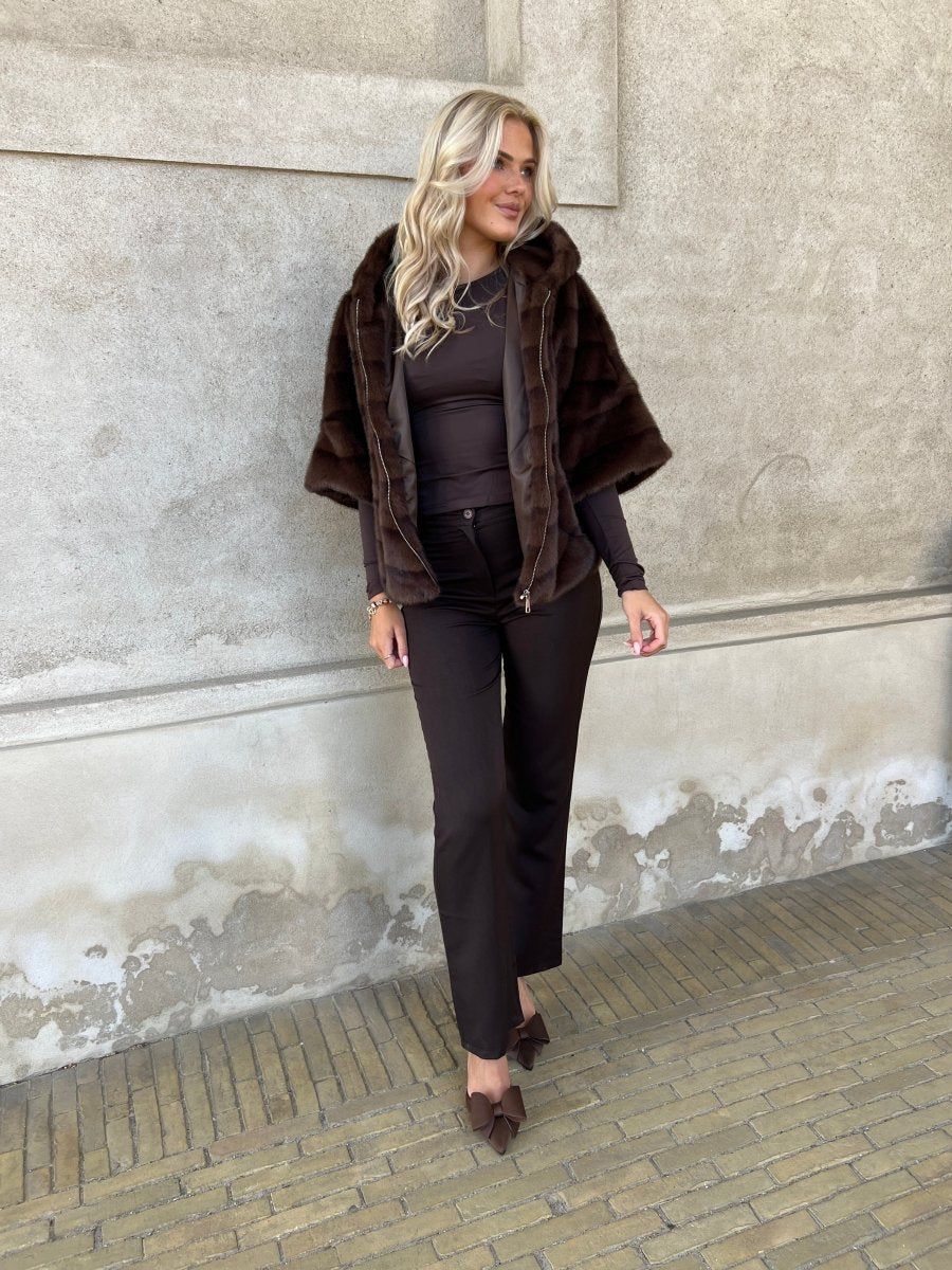 Flam dark brown fake fur - Aaberg DK