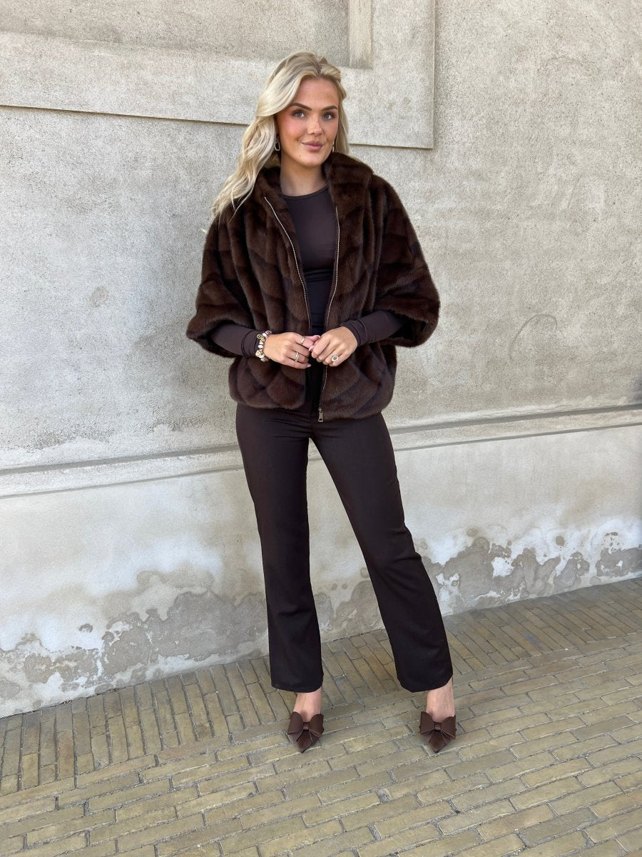 Flam dark brown fake fur - Aaberg DK